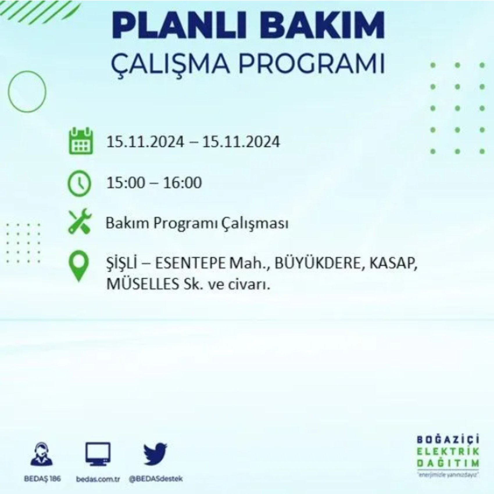 BEDAŞ açıkladı... İstanbul'da elektrik kesintisi: 15 Kasım'da hangi mahalleler etkilenecek?