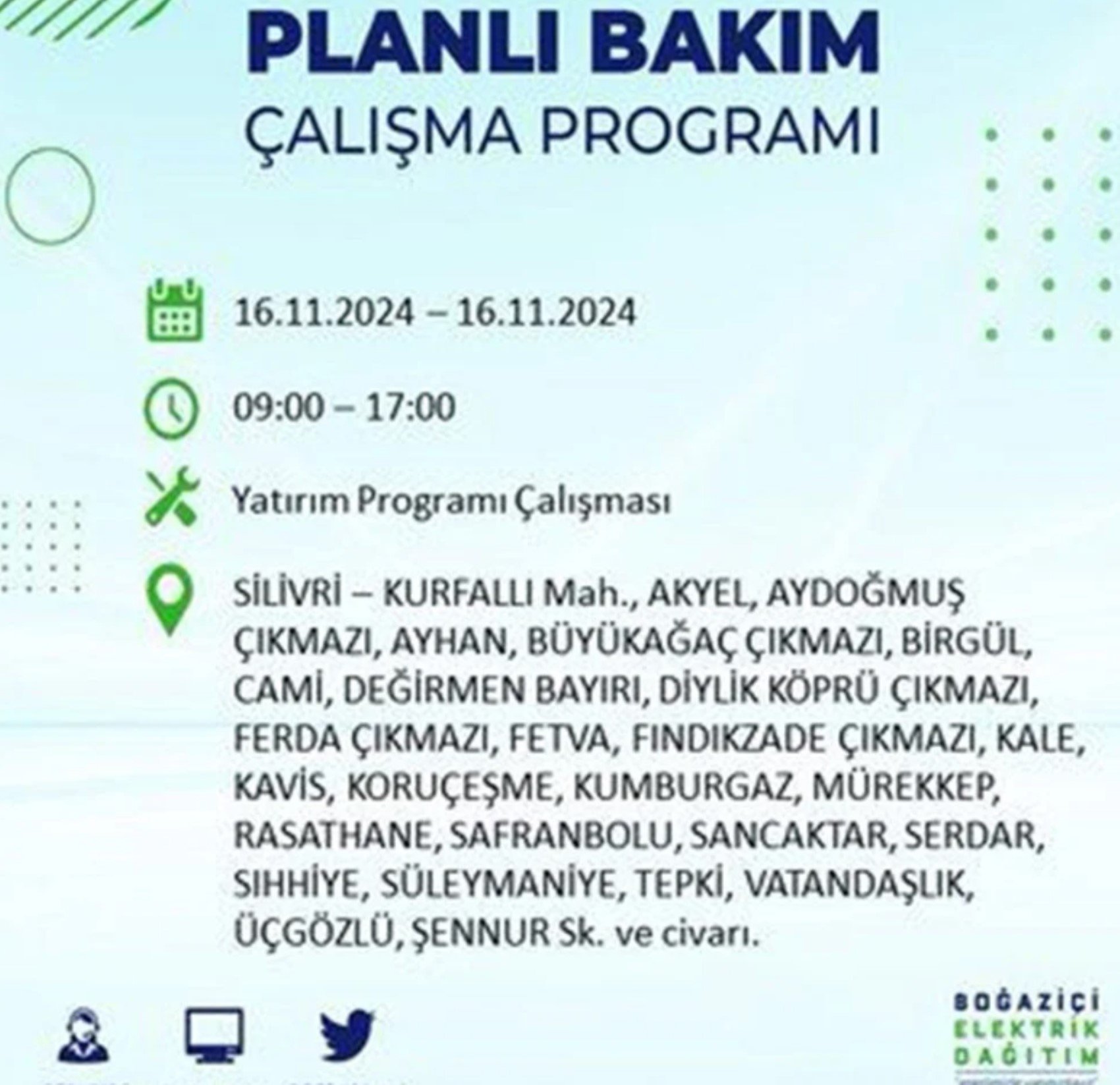 BEDAŞ açıkladı... İstanbul'da elektrik kesintisi: 16 Kasım'da hangi mahalleler etkilenecek?