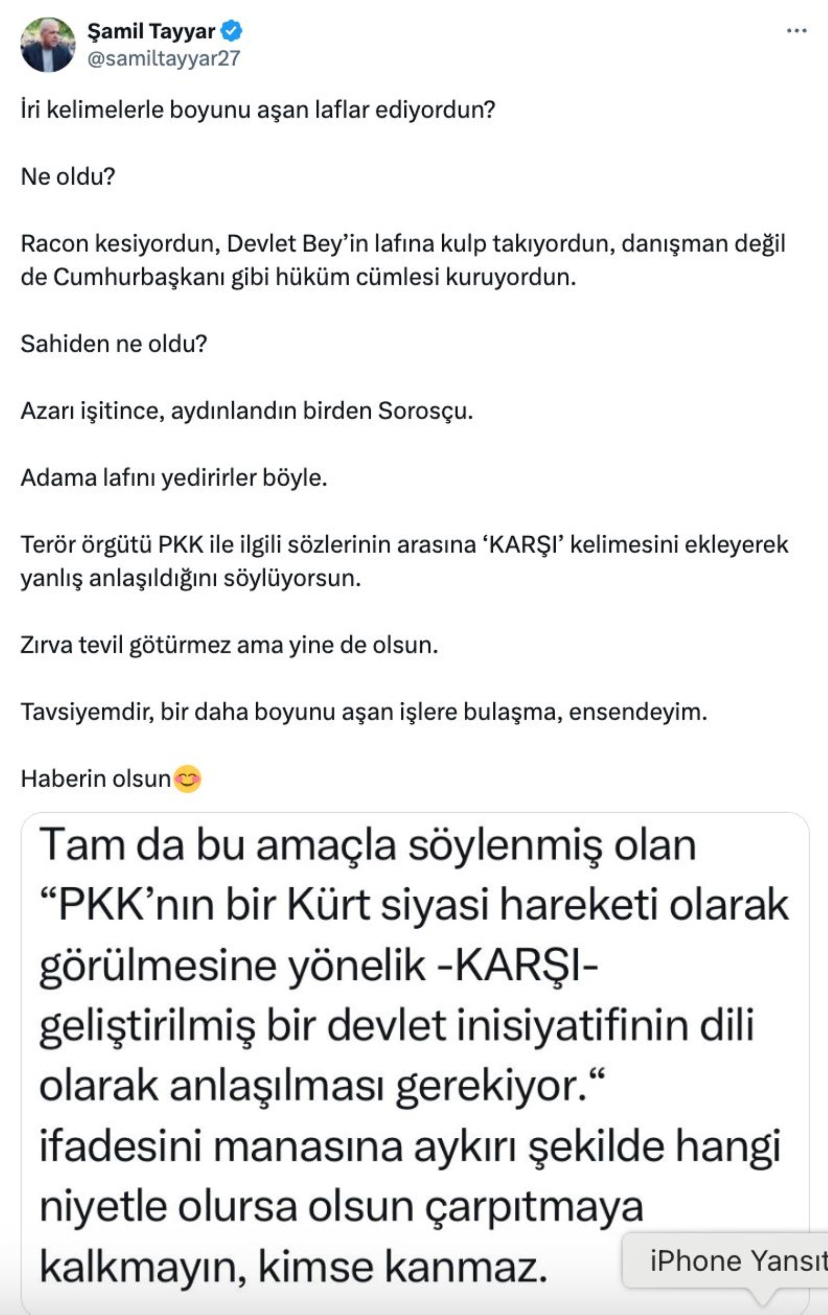 AKP ve Saray arasında ‘sorosçu’ kavgası: Şamil Tayyar’dan Mehmet Uçum’a: Adama lafını yedirirler böyle, ensendeyim