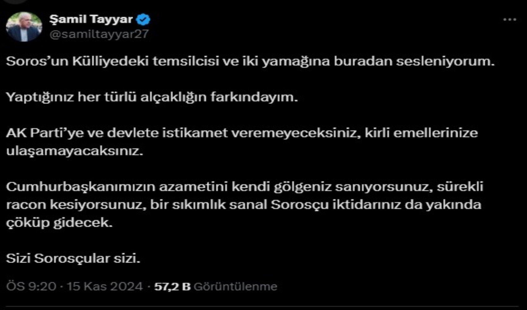 AKP ve Saray arasında ‘sorosçu’ kavgası: Şamil Tayyar’dan Mehmet Uçum’a: Adama lafını yedirirler böyle, ensendeyim