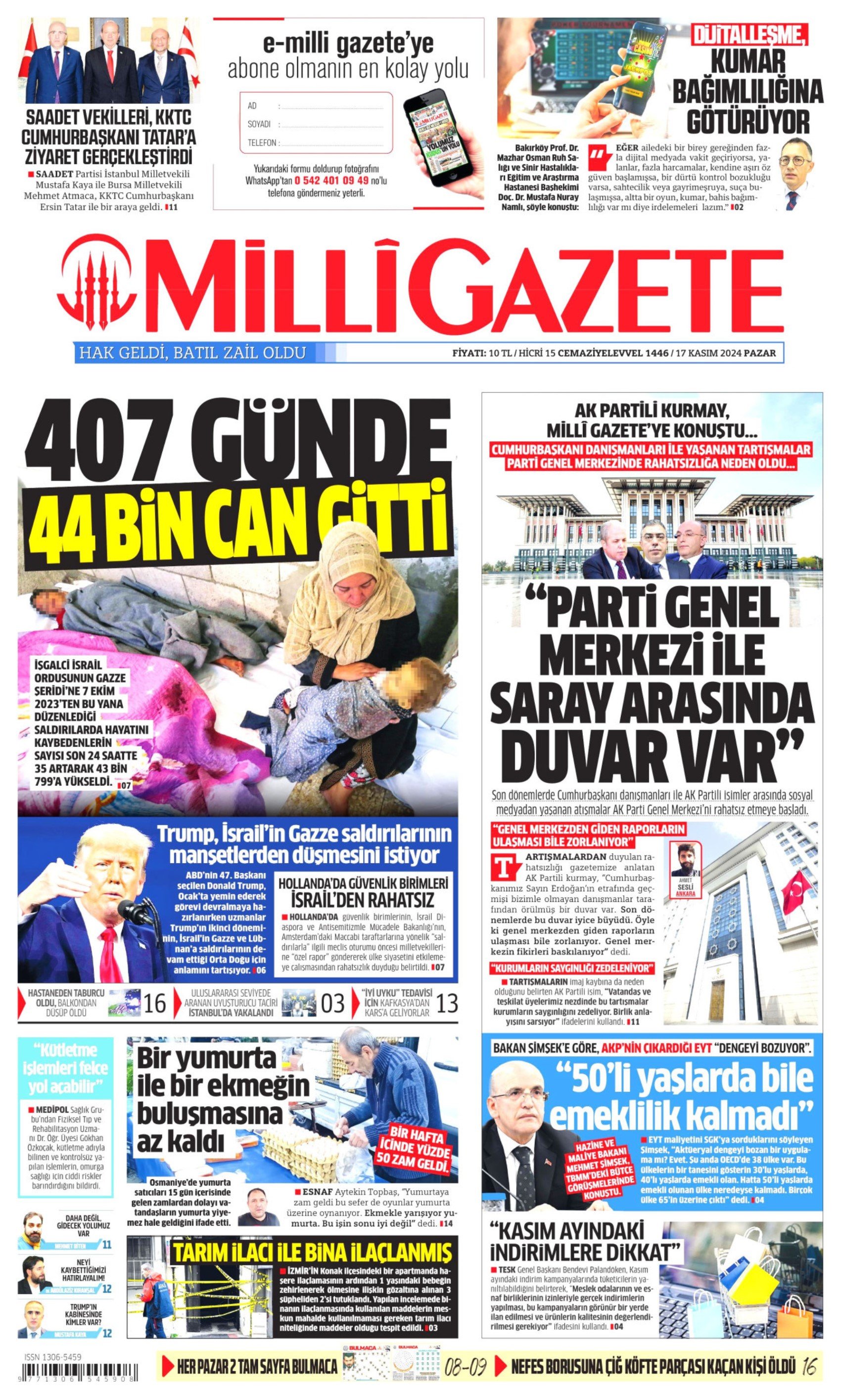 ‘Apo ile kahvaltı’ iddiası şehit ailelerini isyan ettirdi: 17 Kasım 2024 gazete manşetleri