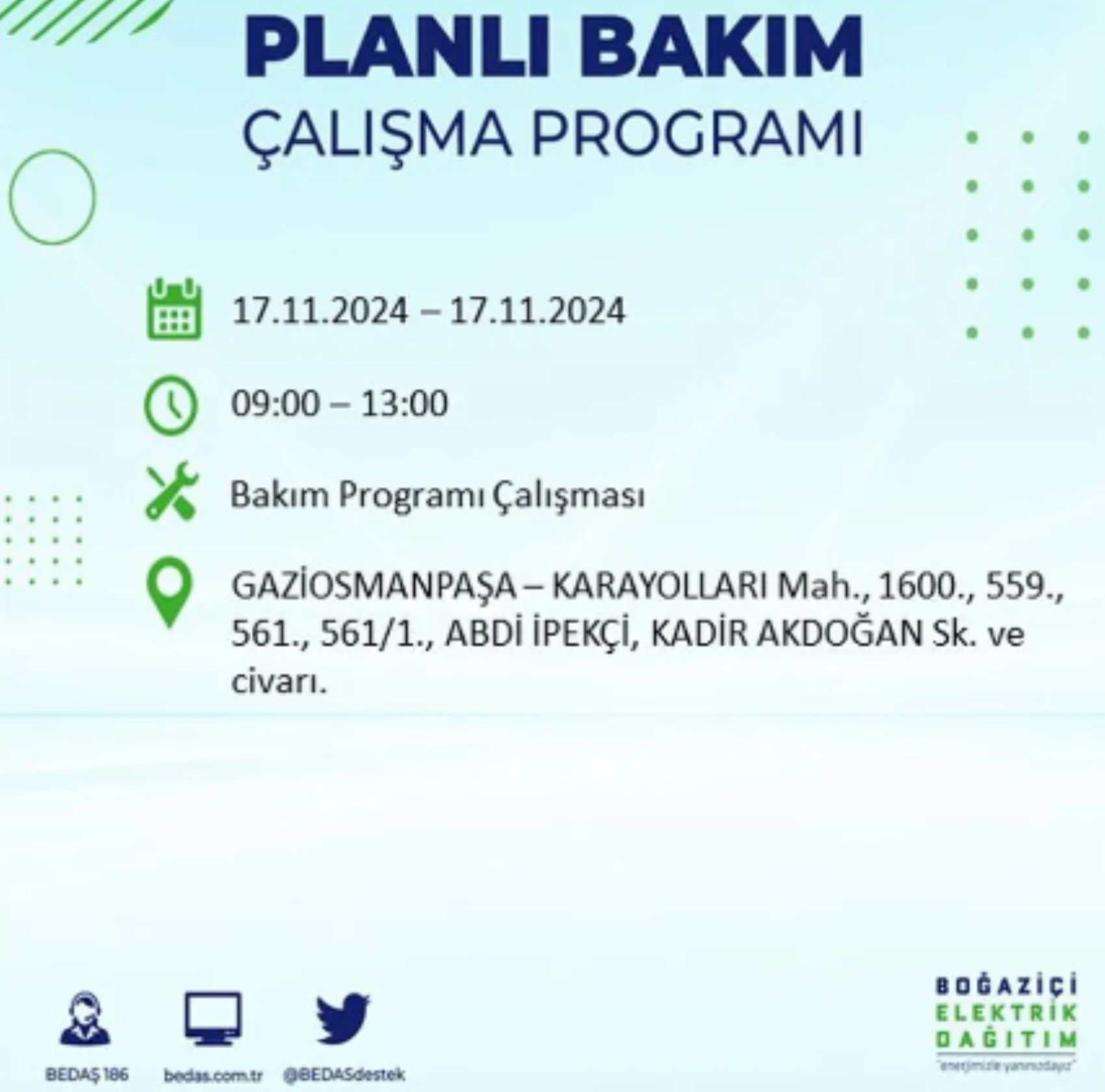 BEDAŞ açıkladı... İstanbul'da elektrik kesintisi: 17 Kasım'da hangi mahalleler etkilenecek?