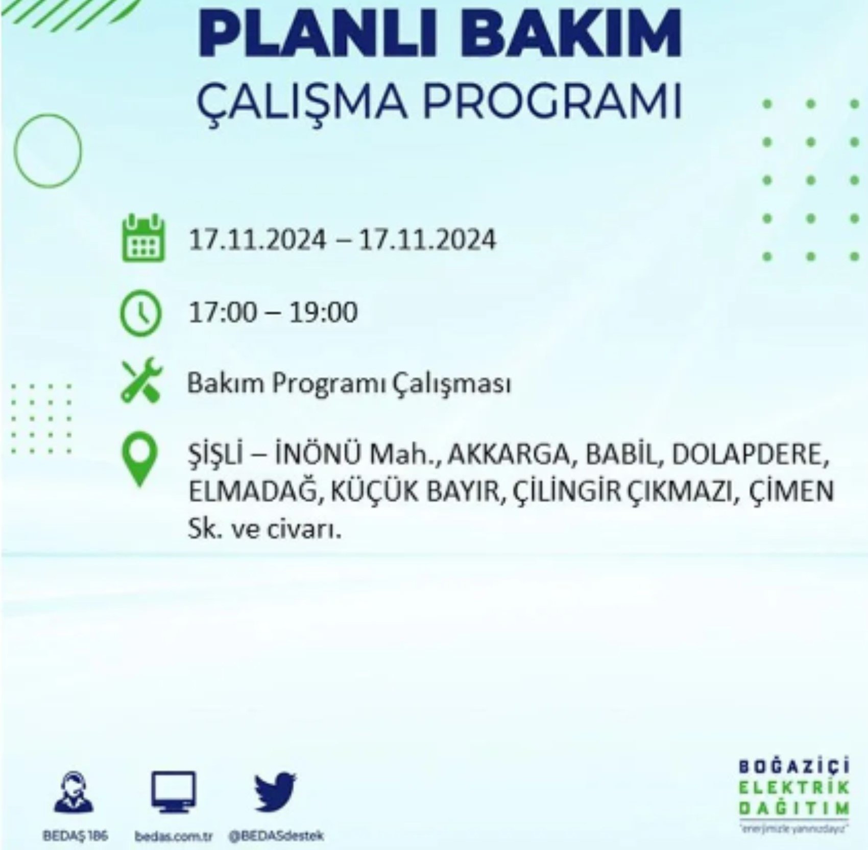 BEDAŞ açıkladı... İstanbul'da elektrik kesintisi: 17 Kasım'da hangi mahalleler etkilenecek?