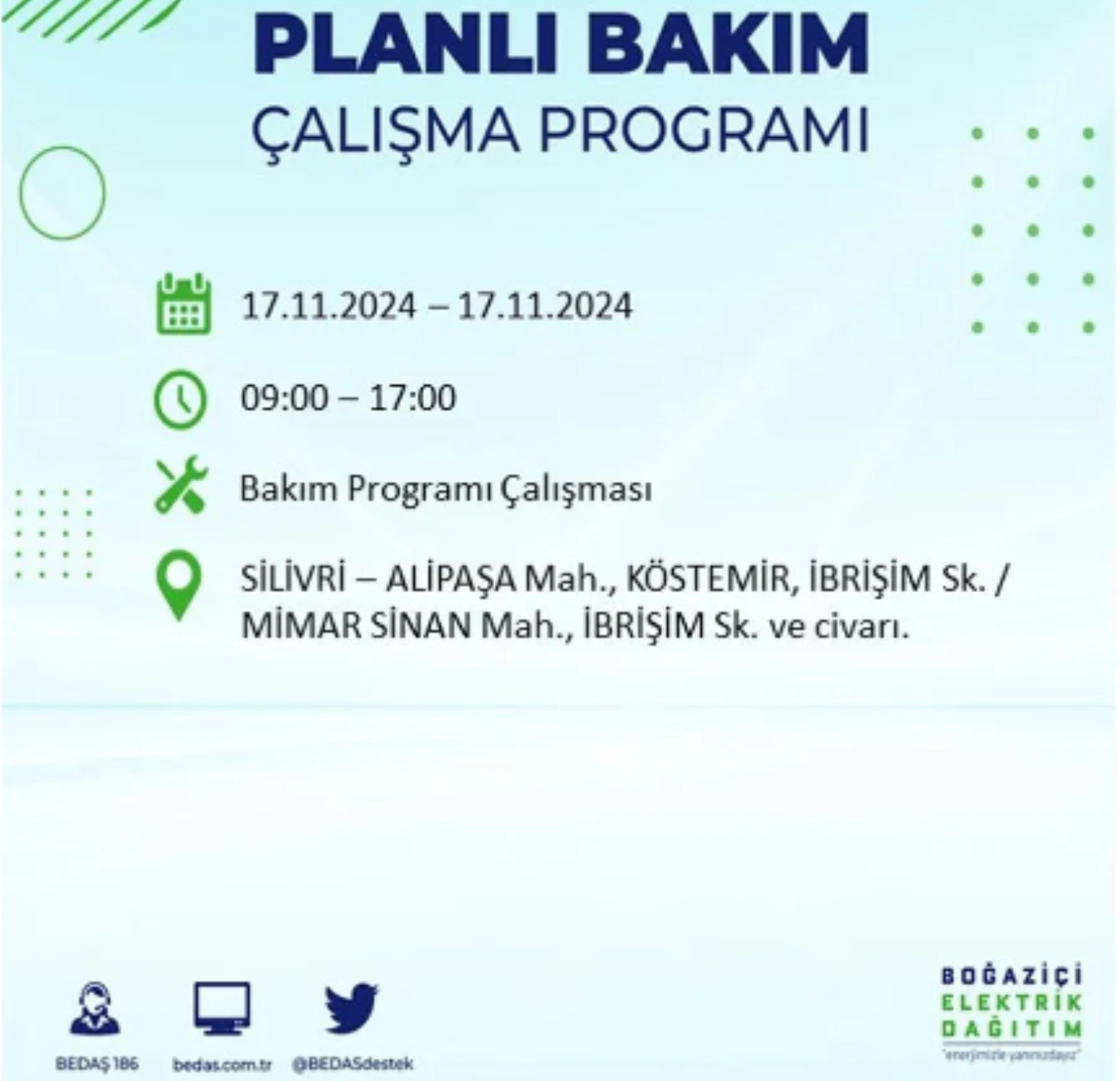 BEDAŞ açıkladı... İstanbul'da elektrik kesintisi: 17 Kasım'da hangi mahalleler etkilenecek?