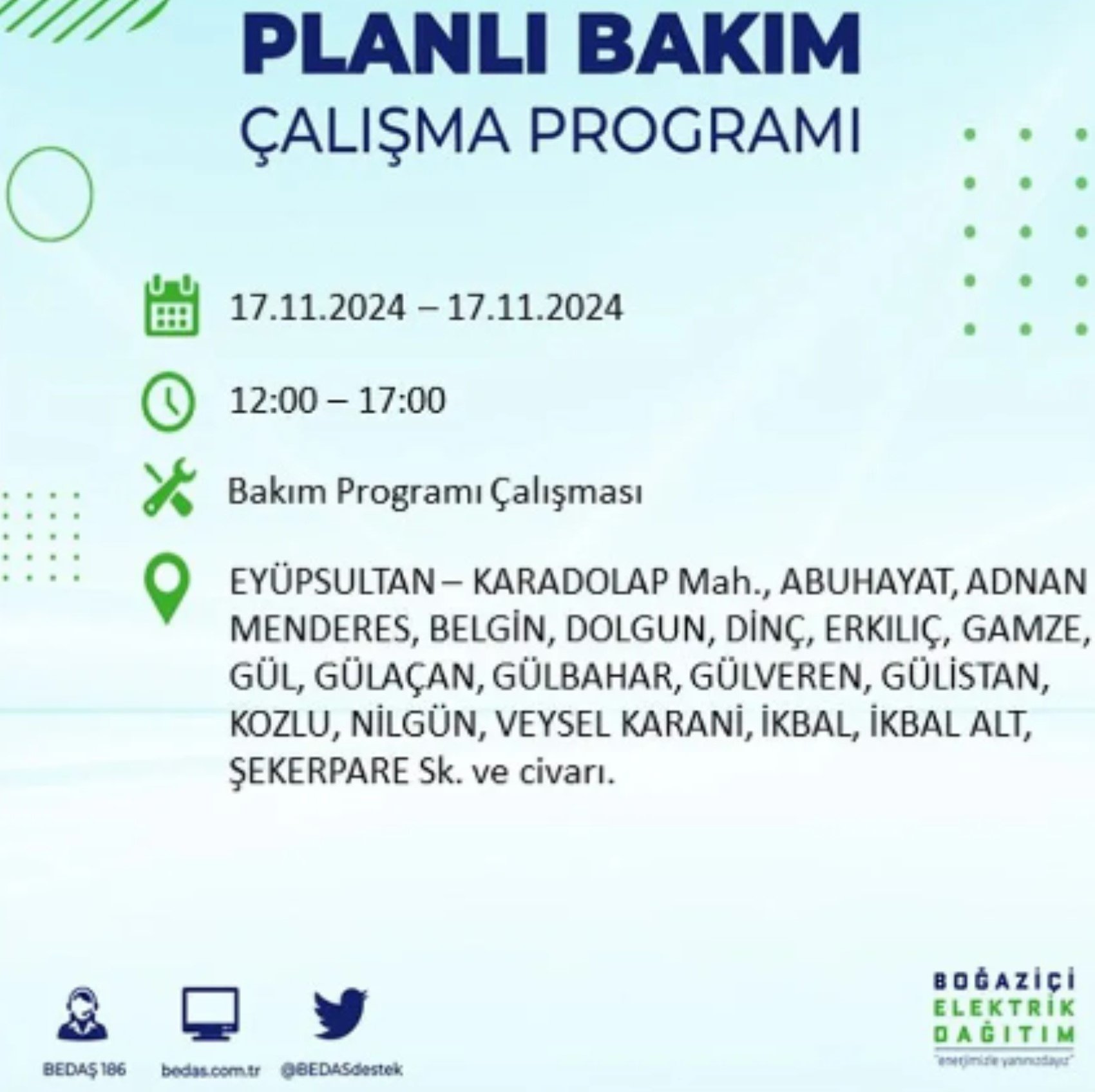 BEDAŞ açıkladı... İstanbul'da elektrik kesintisi: 17 Kasım'da hangi mahalleler etkilenecek?