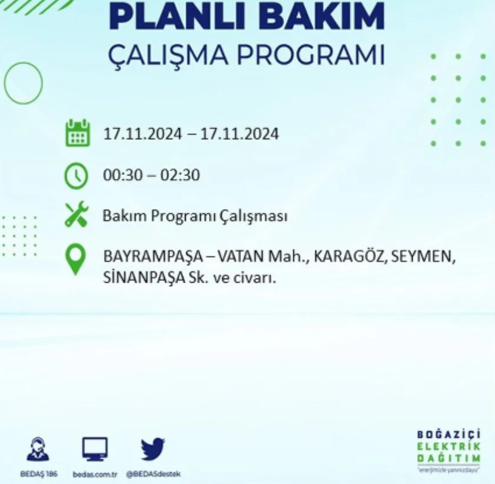 BEDAŞ açıkladı... İstanbul'da elektrik kesintisi: 17 Kasım'da hangi mahalleler etkilenecek?