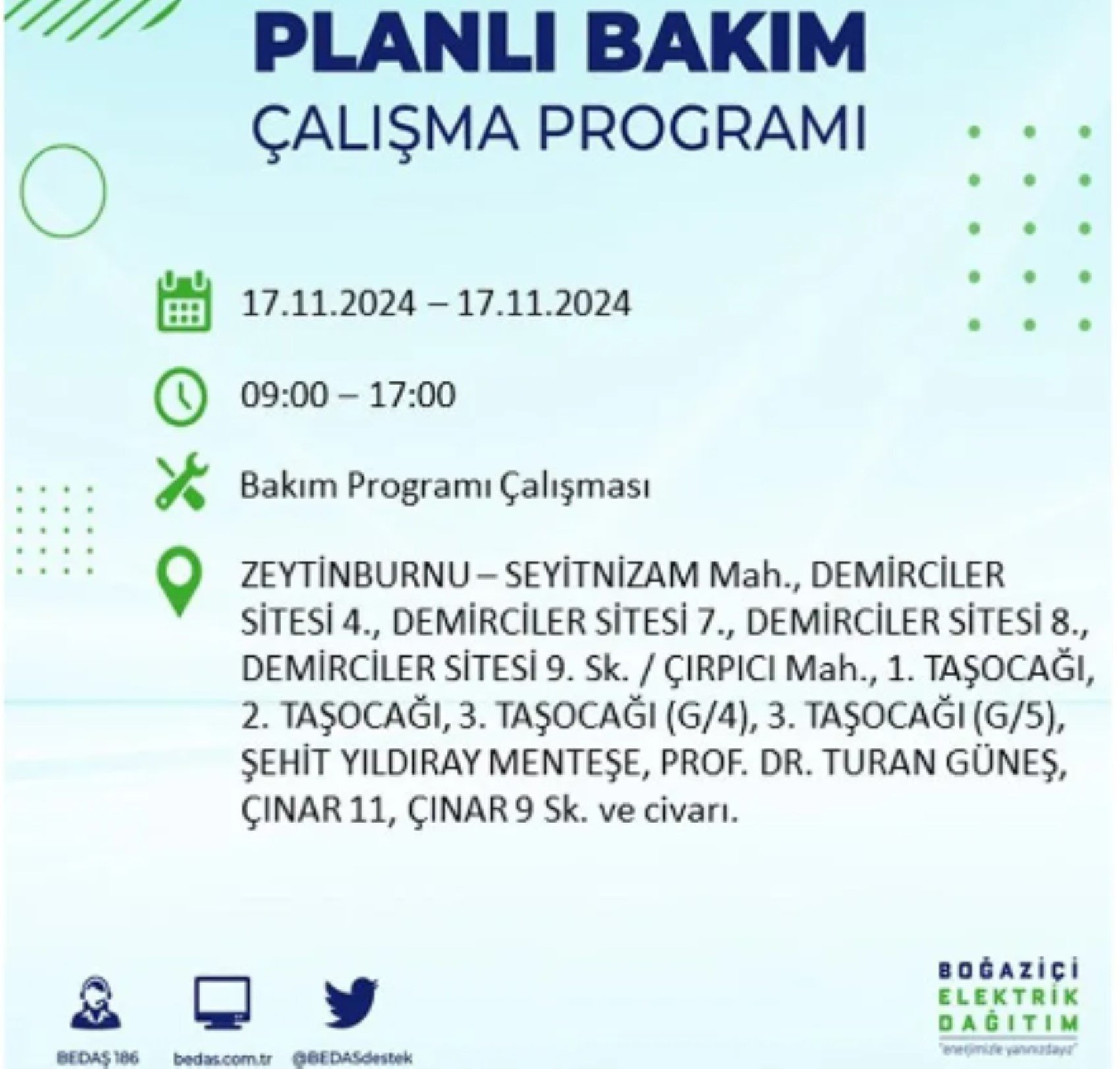 BEDAŞ açıkladı... İstanbul'da elektrik kesintisi: 17 Kasım'da hangi mahalleler etkilenecek?