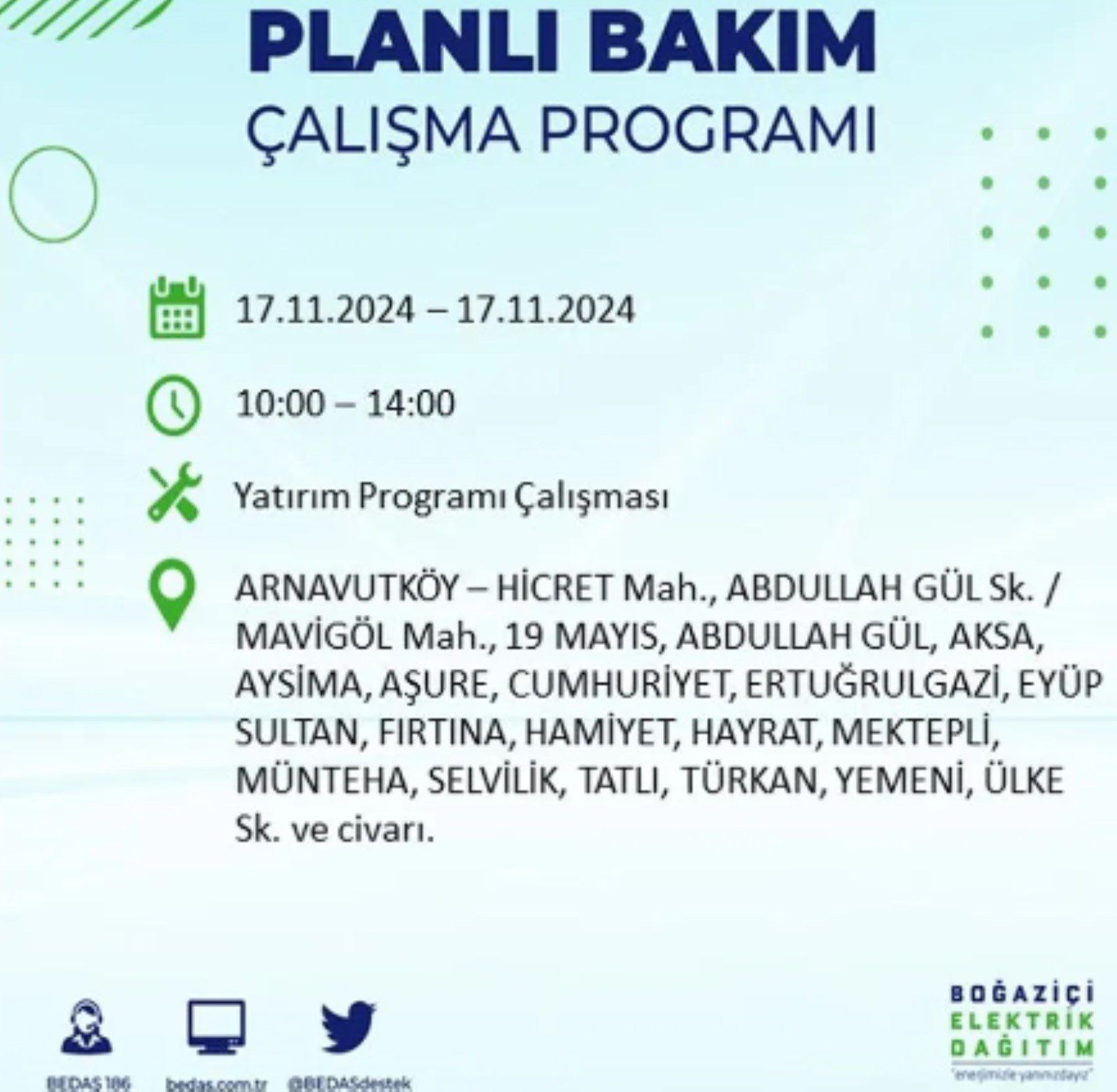 BEDAŞ açıkladı... İstanbul'da elektrik kesintisi: 17 Kasım'da hangi mahalleler etkilenecek?