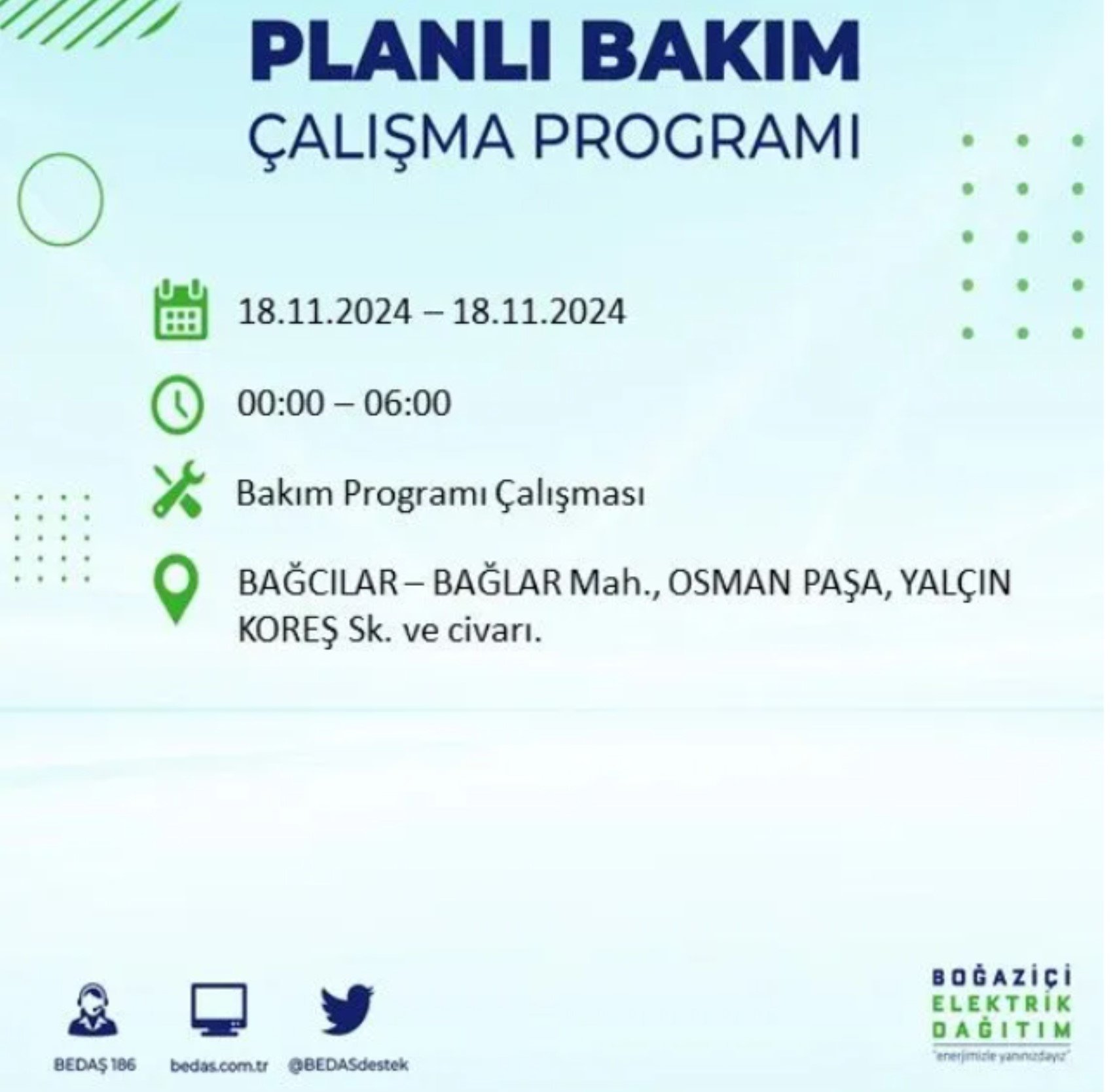 BEDAŞ açıkladı... İstanbul'da elektrik kesintisi: 18 Kasım'da hangi mahalleler etkilenecek?