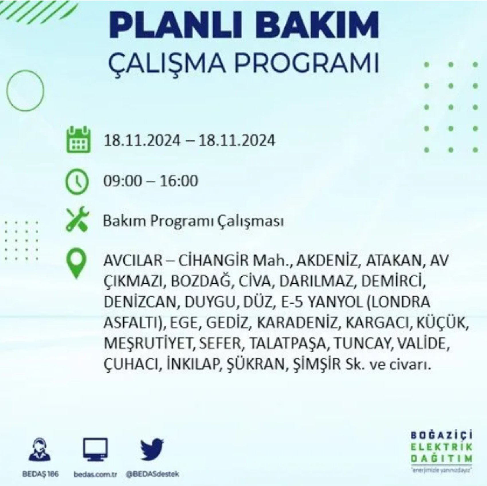 BEDAŞ açıkladı... İstanbul'da elektrik kesintisi: 18 Kasım'da hangi mahalleler etkilenecek?