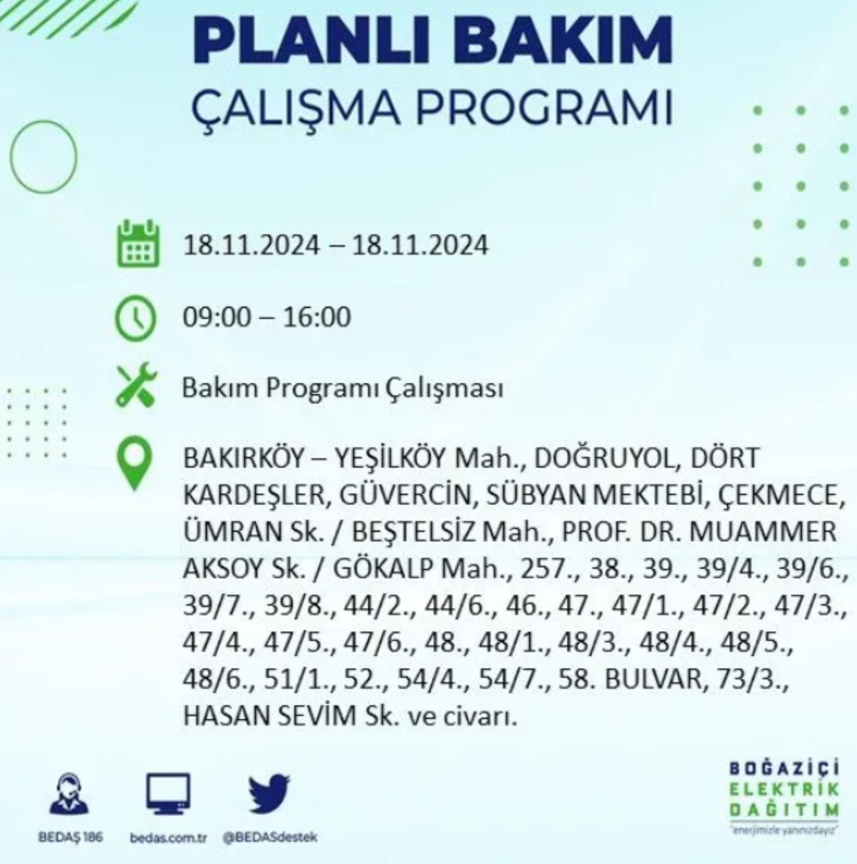 BEDAŞ açıkladı... İstanbul'da elektrik kesintisi: 18 Kasım'da hangi mahalleler etkilenecek?