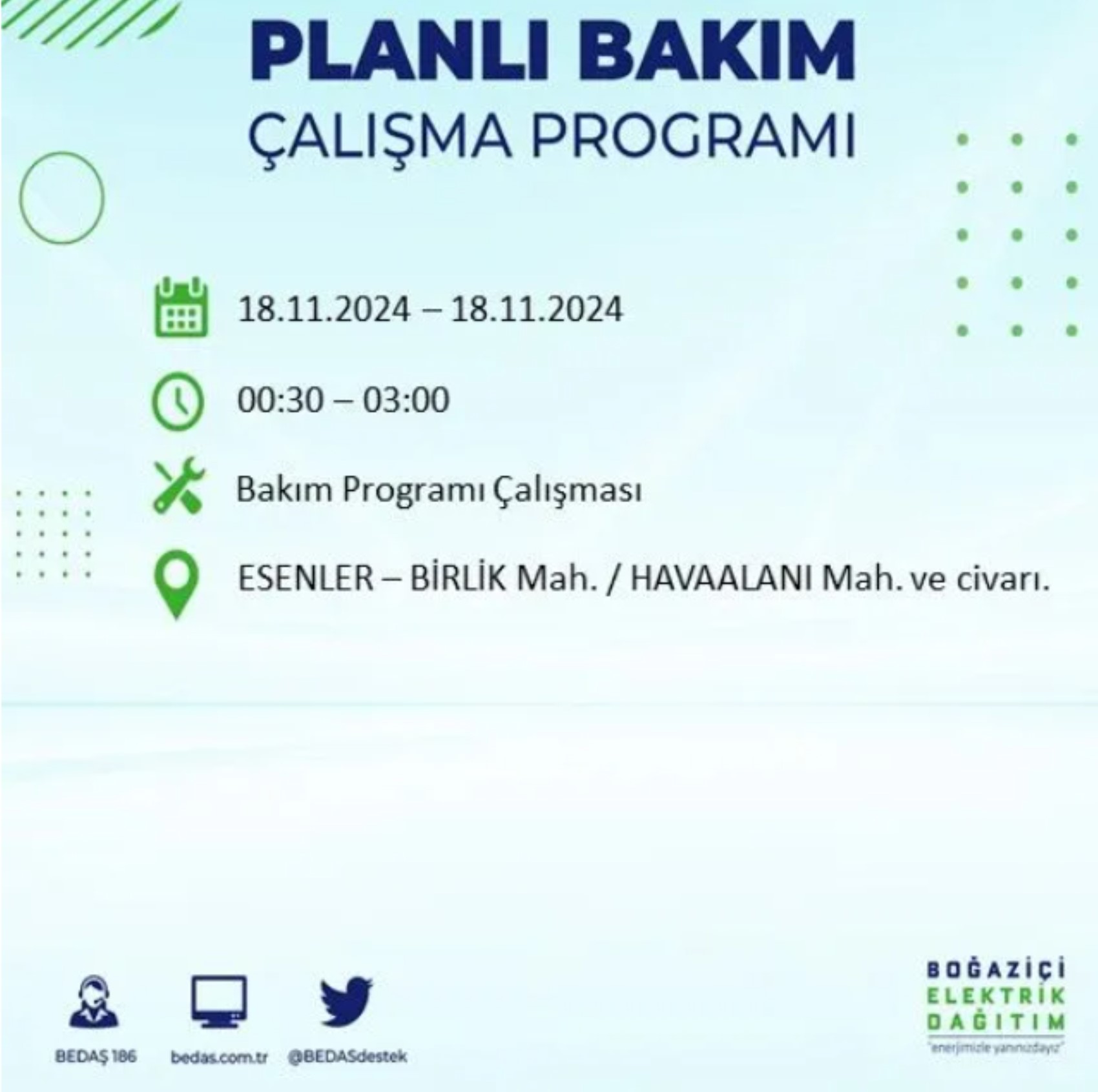 BEDAŞ açıkladı... İstanbul'da elektrik kesintisi: 18 Kasım'da hangi mahalleler etkilenecek?