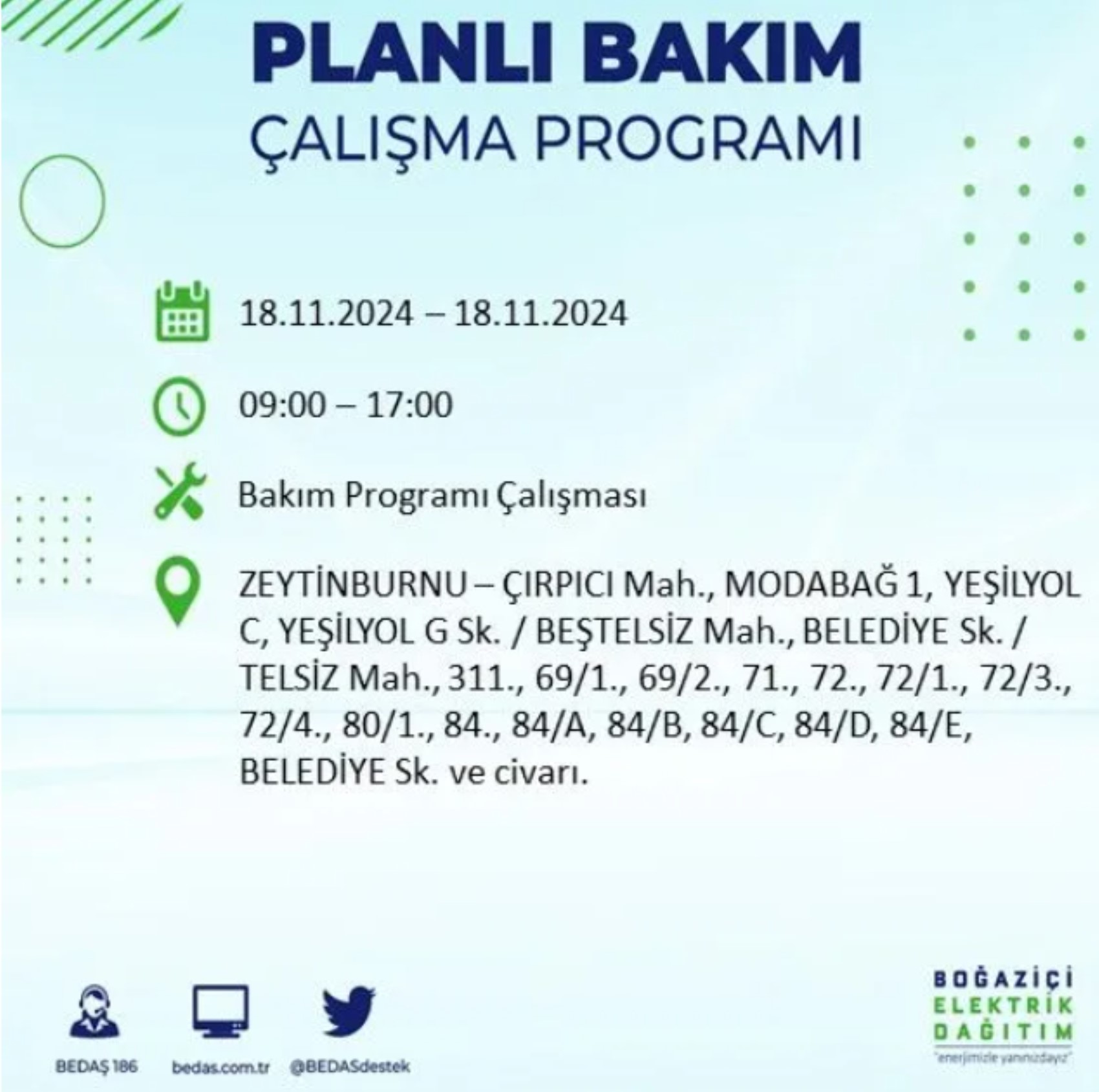 BEDAŞ açıkladı... İstanbul'da elektrik kesintisi: 18 Kasım'da hangi mahalleler etkilenecek?