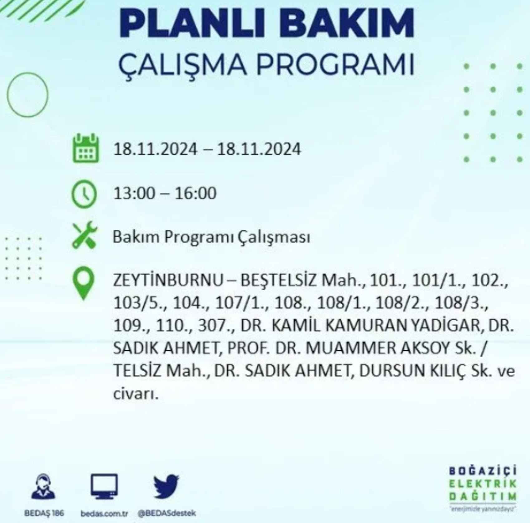 BEDAŞ açıkladı... İstanbul'da elektrik kesintisi: 18 Kasım'da hangi mahalleler etkilenecek?