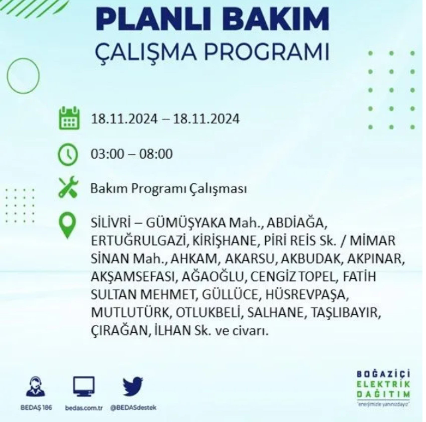 BEDAŞ açıkladı... İstanbul'da elektrik kesintisi: 18 Kasım'da hangi mahalleler etkilenecek?