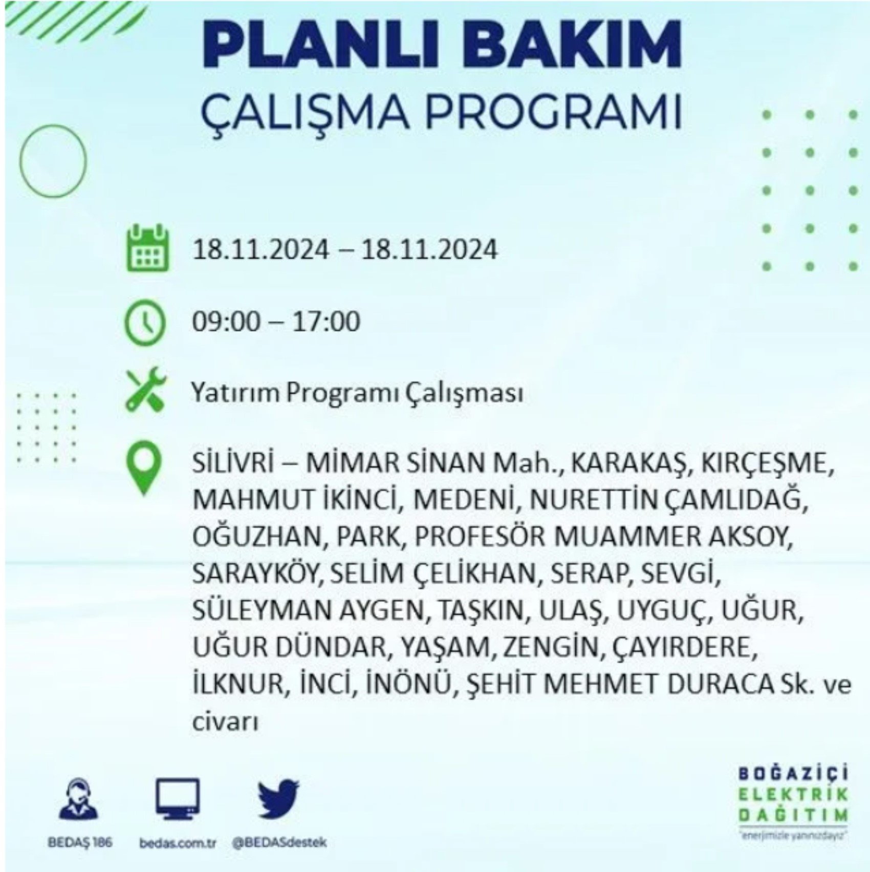 BEDAŞ açıkladı... İstanbul'da elektrik kesintisi: 18 Kasım'da hangi mahalleler etkilenecek?