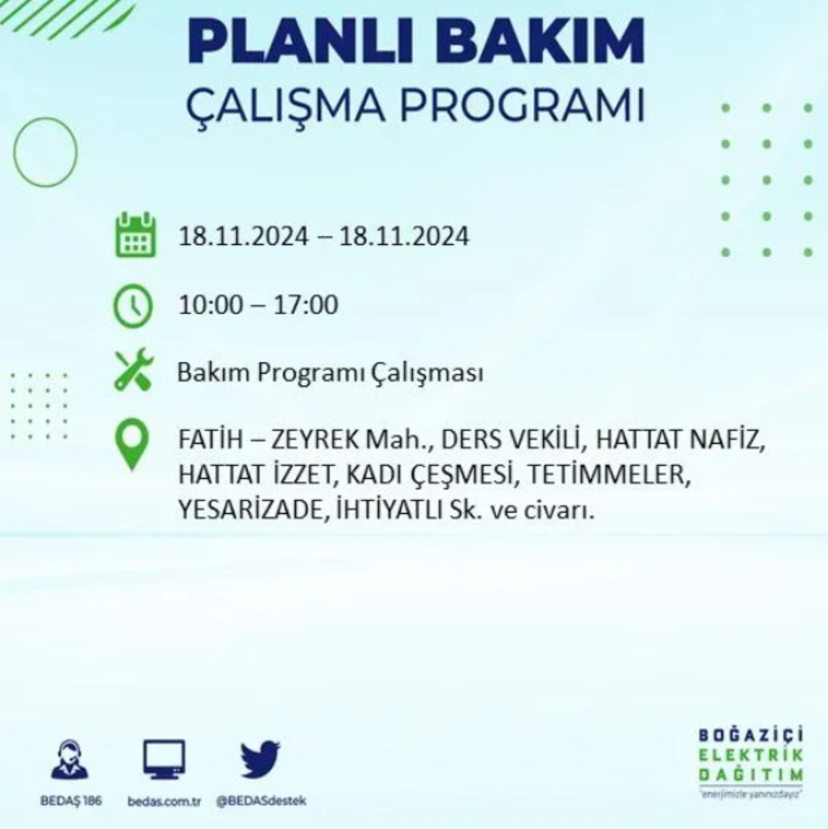 BEDAŞ açıkladı... İstanbul'da elektrik kesintisi: 18 Kasım'da hangi mahalleler etkilenecek?