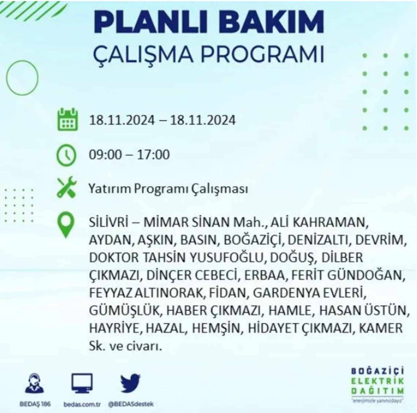 BEDAŞ açıkladı... İstanbul'da elektrik kesintisi: 18 Kasım'da hangi mahalleler etkilenecek?