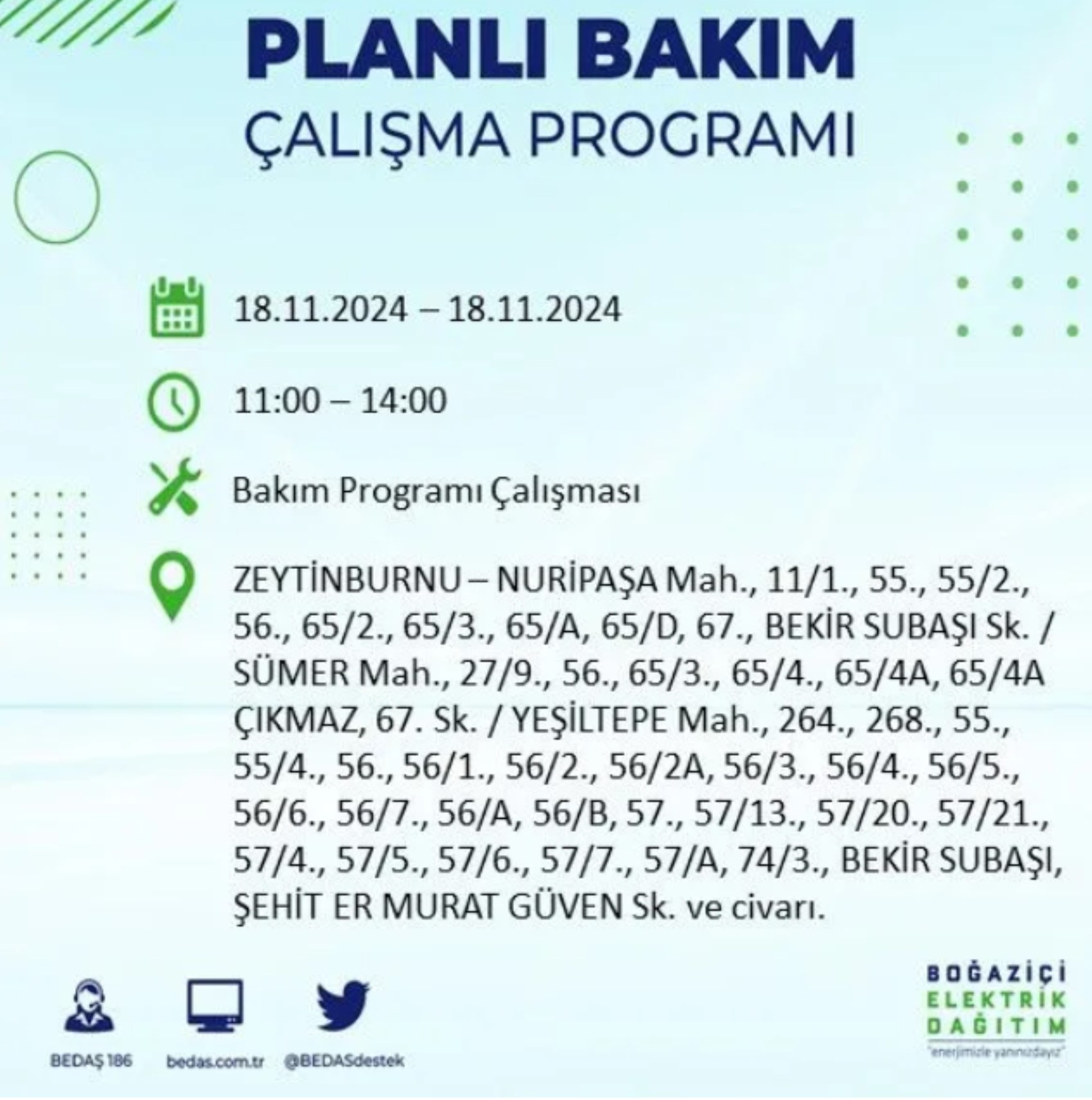 BEDAŞ açıkladı... İstanbul'da elektrik kesintisi: 18 Kasım'da hangi mahalleler etkilenecek?