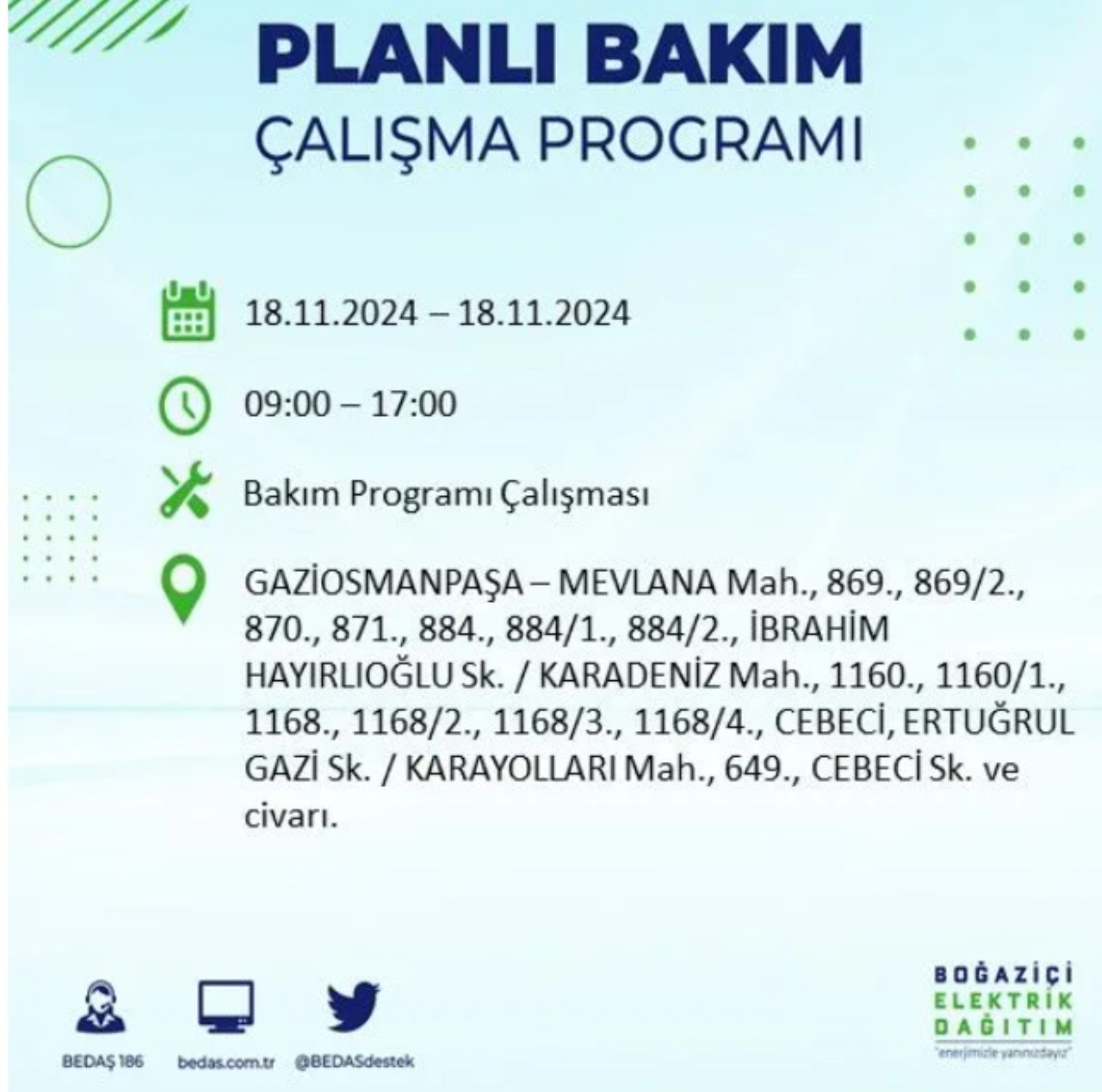 BEDAŞ açıkladı... İstanbul'da elektrik kesintisi: 18 Kasım'da hangi mahalleler etkilenecek?