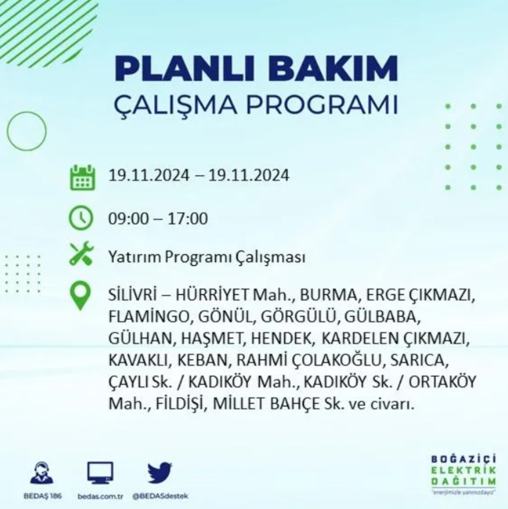 BEDAŞ açıkladı... İstanbul'da elektrik kesintisi: 19 Kasım'da hangi mahalleler etkilenecek?