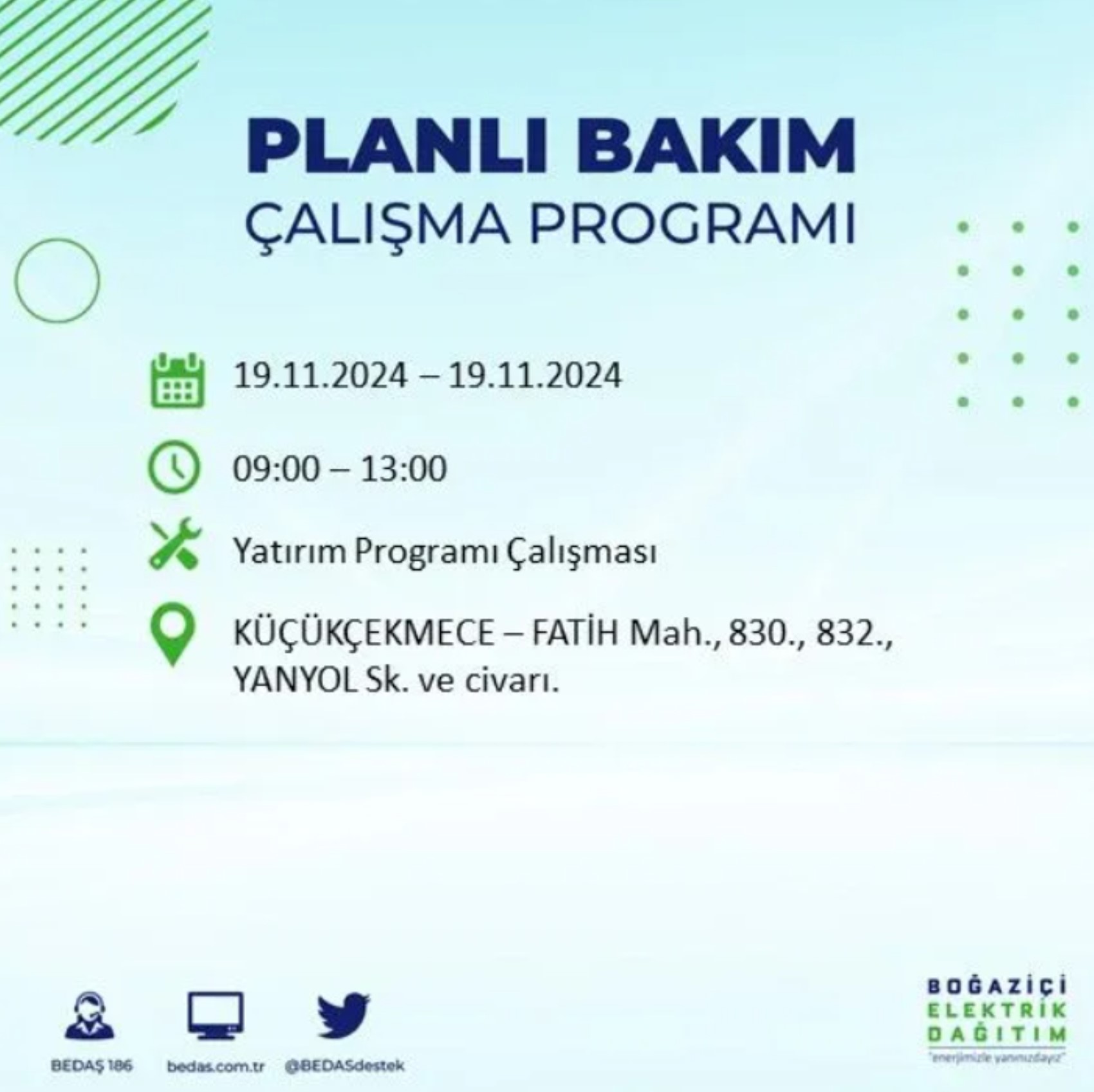 BEDAŞ açıkladı... İstanbul'da elektrik kesintisi: 19 Kasım'da hangi mahalleler etkilenecek?