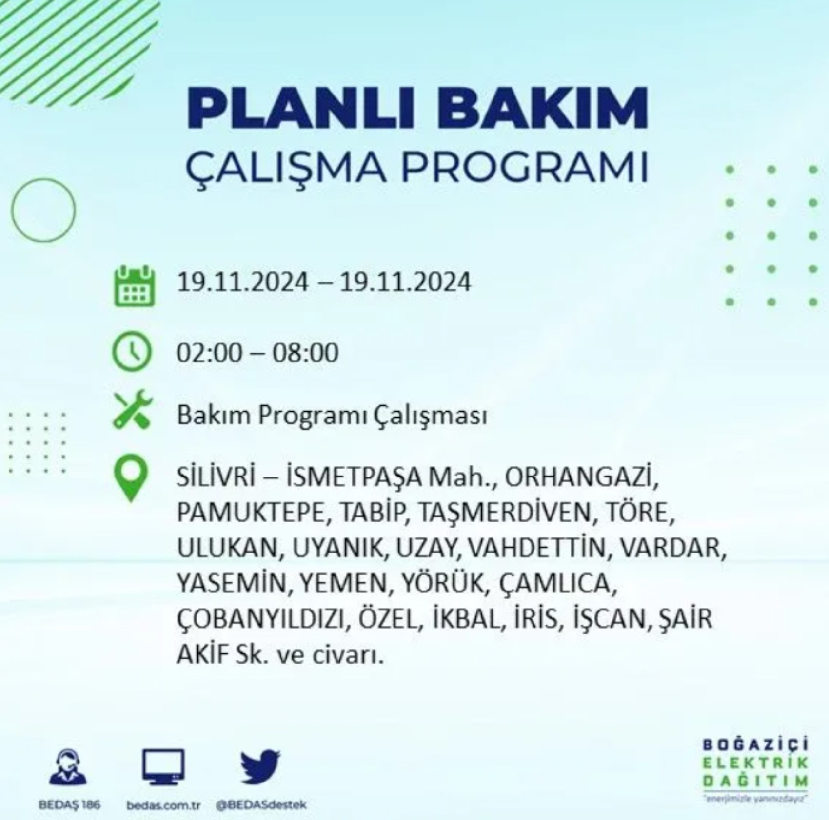 BEDAŞ açıkladı... İstanbul'da elektrik kesintisi: 19 Kasım'da hangi mahalleler etkilenecek?