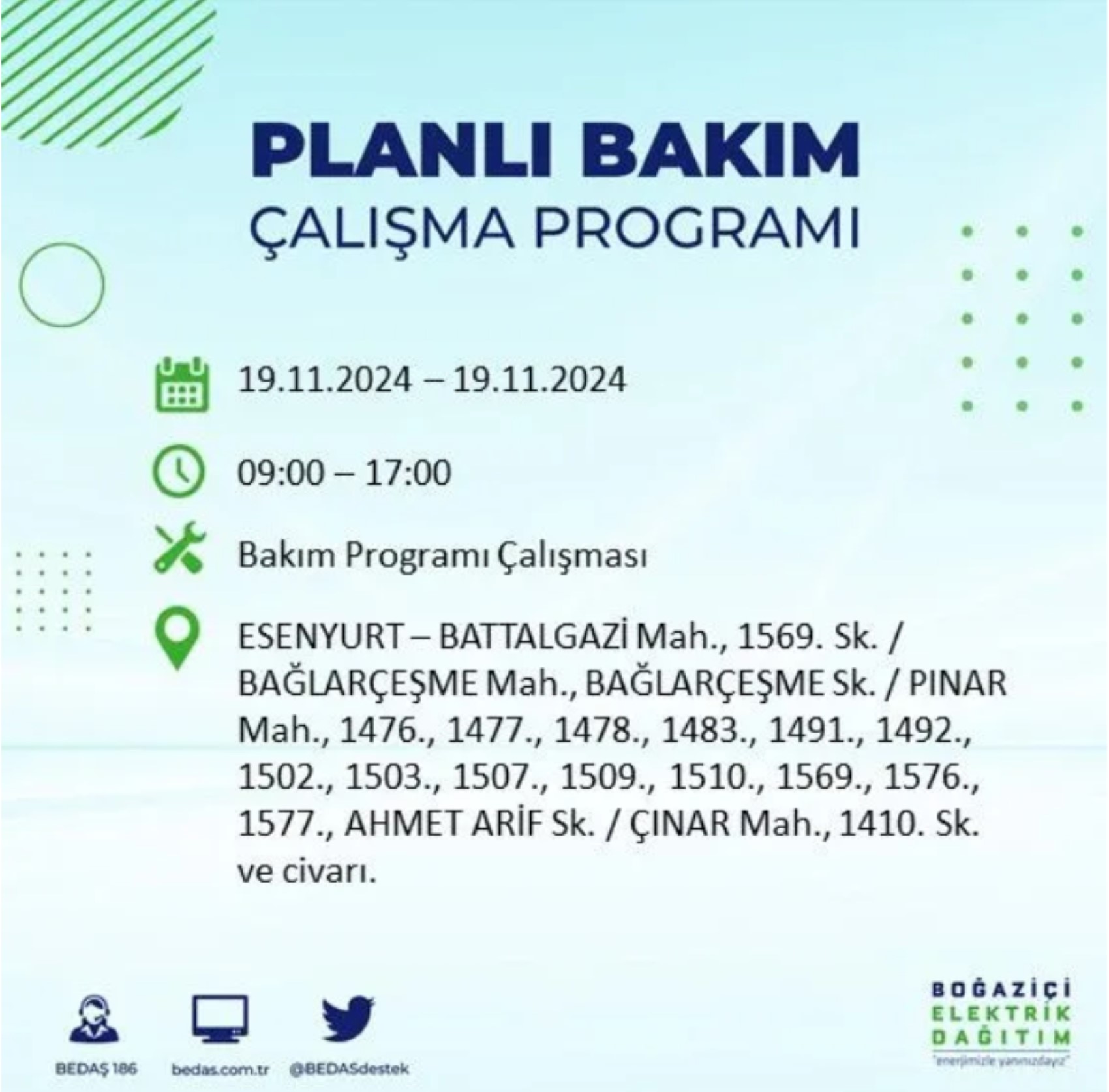 BEDAŞ açıkladı... İstanbul'da elektrik kesintisi: 19 Kasım'da hangi mahalleler etkilenecek?