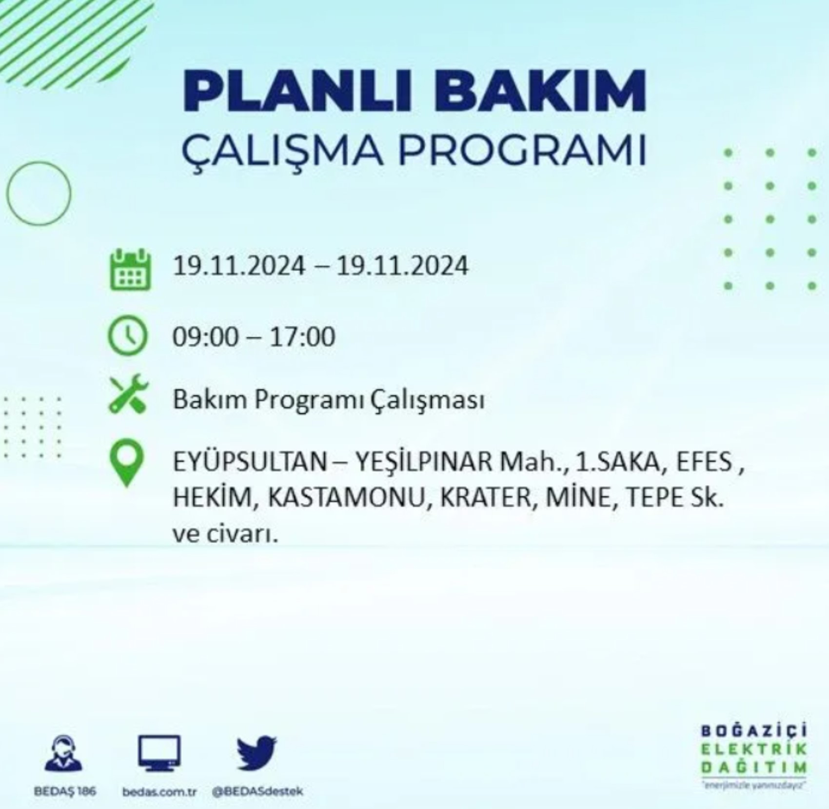 BEDAŞ açıkladı... İstanbul'da elektrik kesintisi: 19 Kasım'da hangi mahalleler etkilenecek?