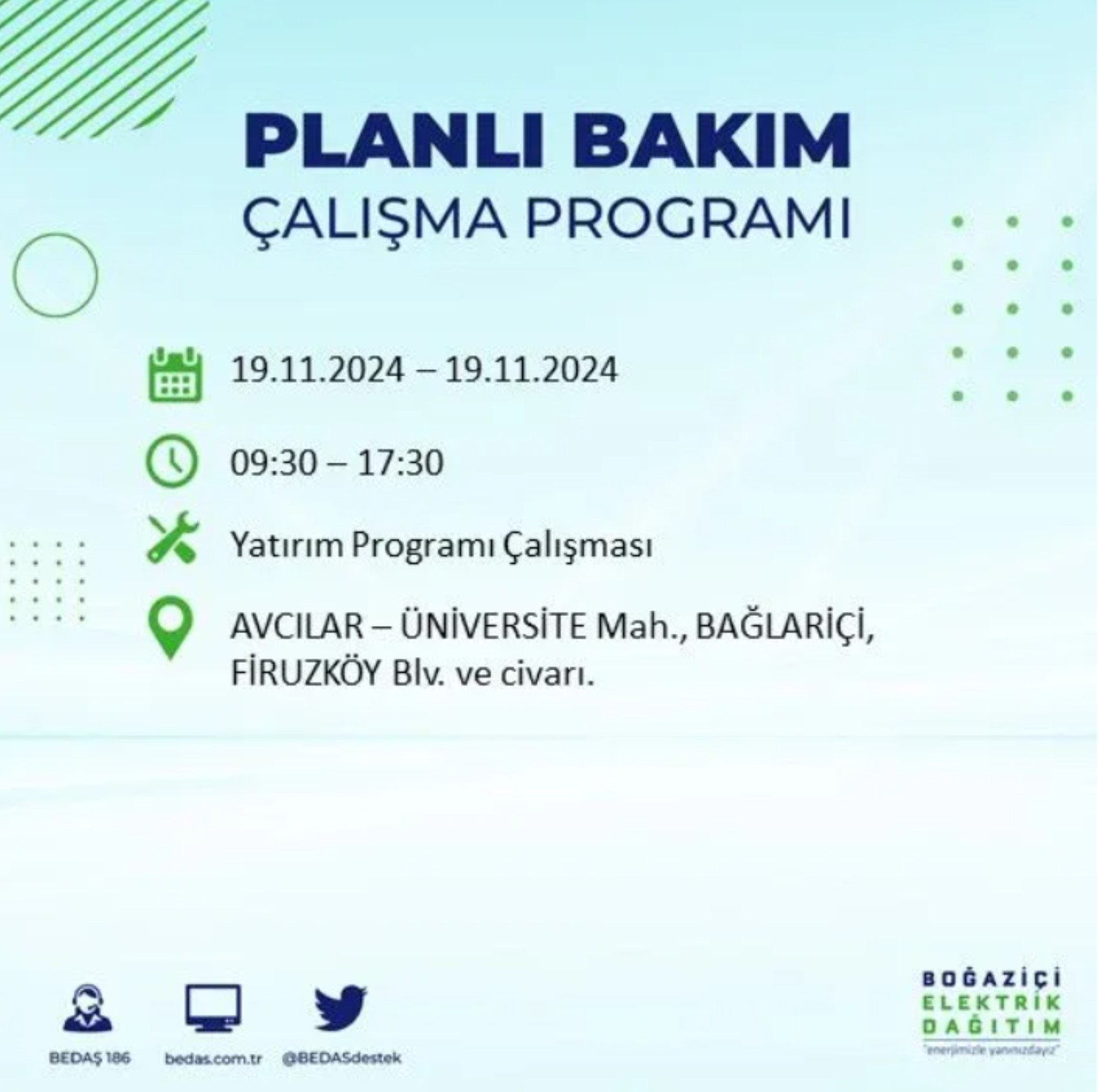 BEDAŞ açıkladı... İstanbul'da elektrik kesintisi: 19 Kasım'da hangi mahalleler etkilenecek?