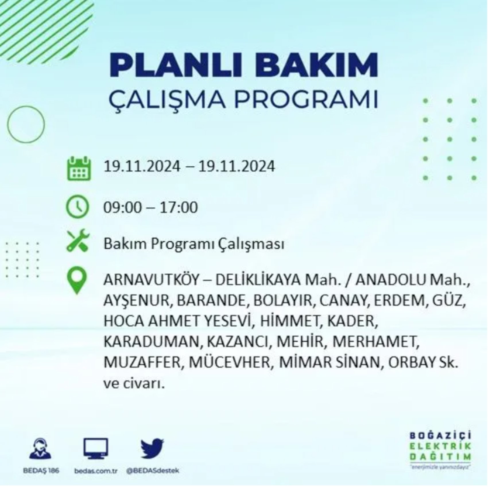 BEDAŞ açıkladı... İstanbul'da elektrik kesintisi: 19 Kasım'da hangi mahalleler etkilenecek?