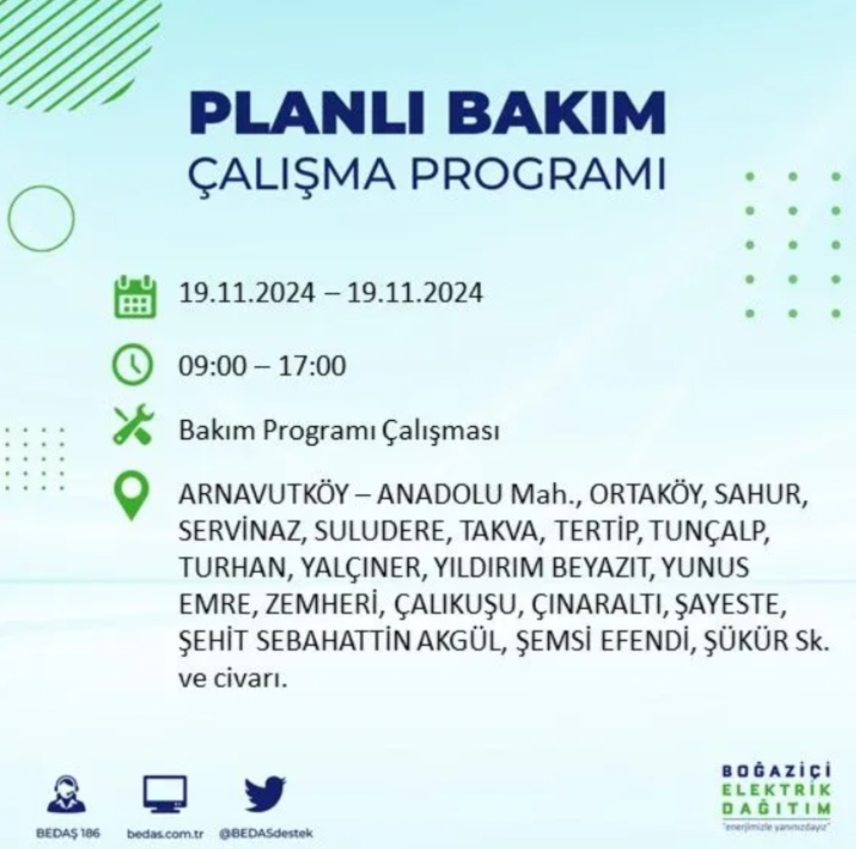 BEDAŞ açıkladı... İstanbul'da elektrik kesintisi: 19 Kasım'da hangi mahalleler etkilenecek?