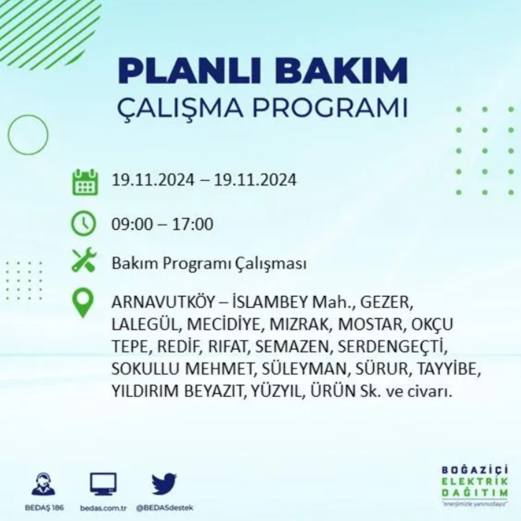 BEDAŞ açıkladı... İstanbul'da elektrik kesintisi: 19 Kasım'da hangi mahalleler etkilenecek?