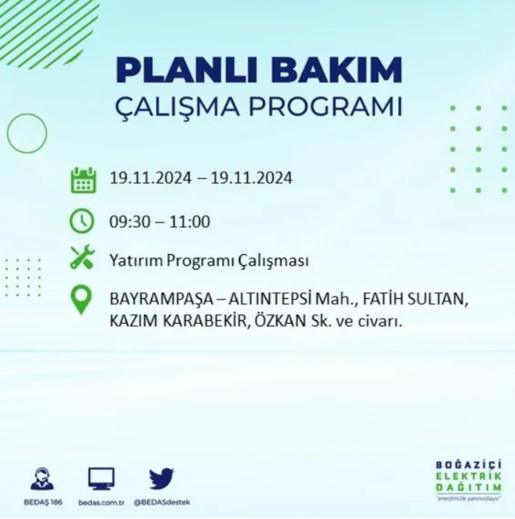 BEDAŞ açıkladı... İstanbul'da elektrik kesintisi: 19 Kasım'da hangi mahalleler etkilenecek?