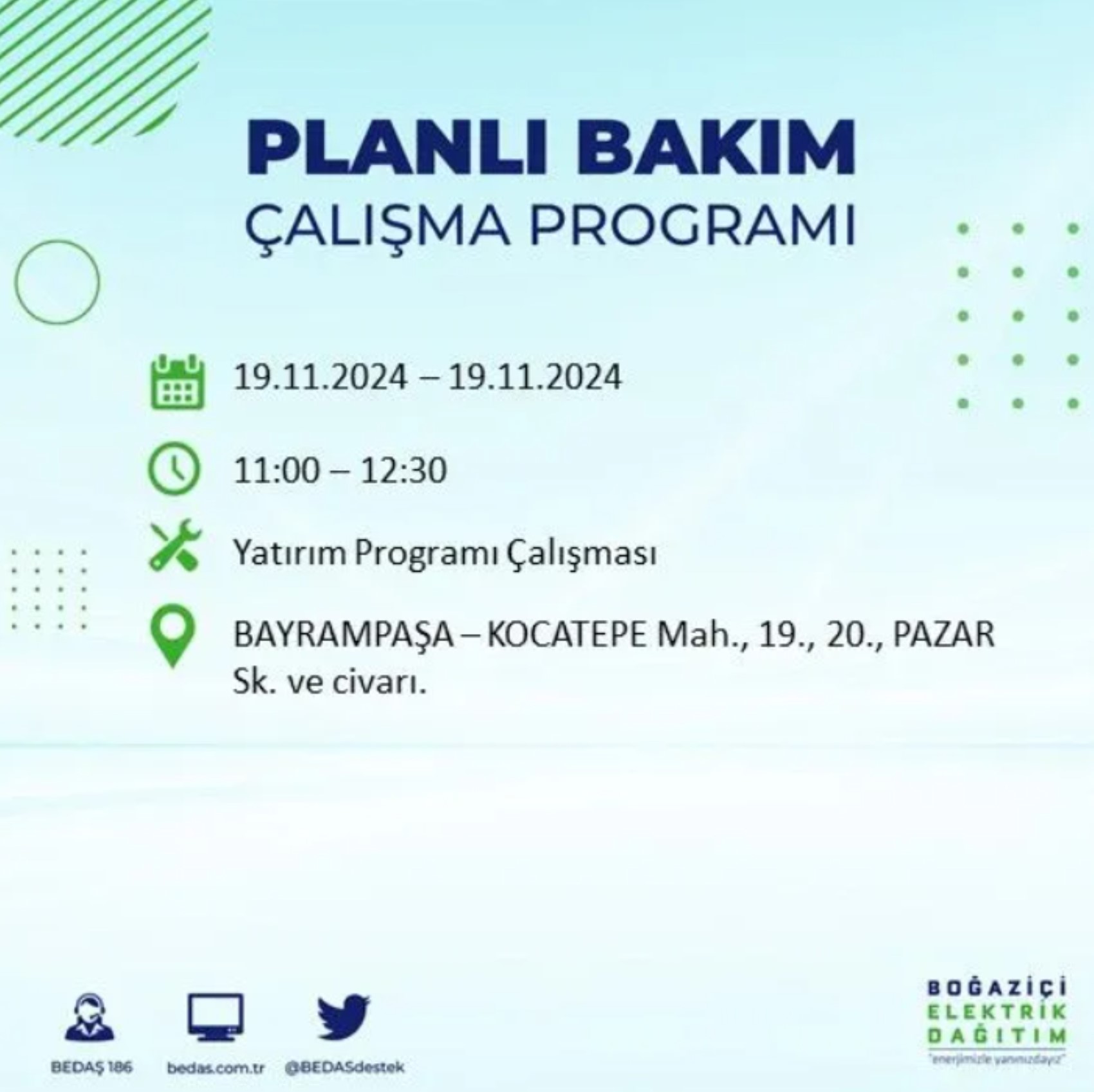 BEDAŞ açıkladı... İstanbul'da elektrik kesintisi: 19 Kasım'da hangi mahalleler etkilenecek?