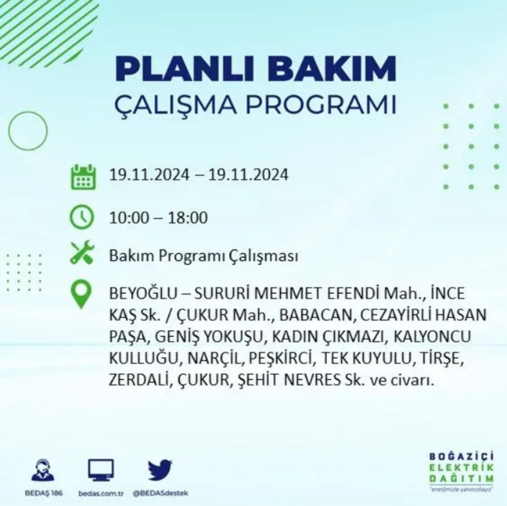 BEDAŞ açıkladı... İstanbul'da elektrik kesintisi: 19 Kasım'da hangi mahalleler etkilenecek?