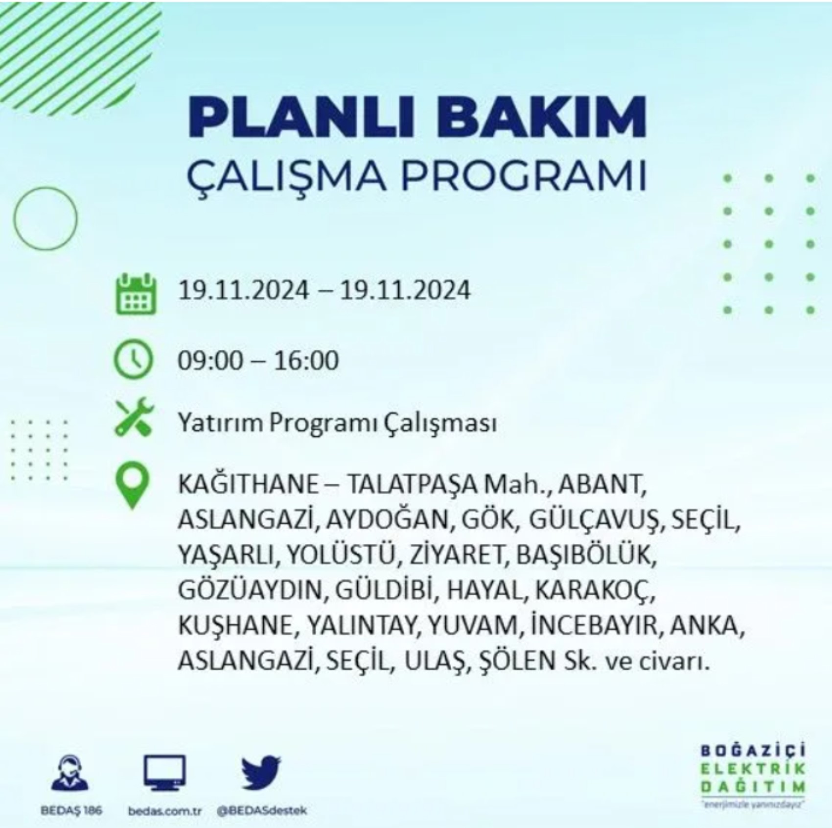 BEDAŞ açıkladı... İstanbul'da elektrik kesintisi: 19 Kasım'da hangi mahalleler etkilenecek?