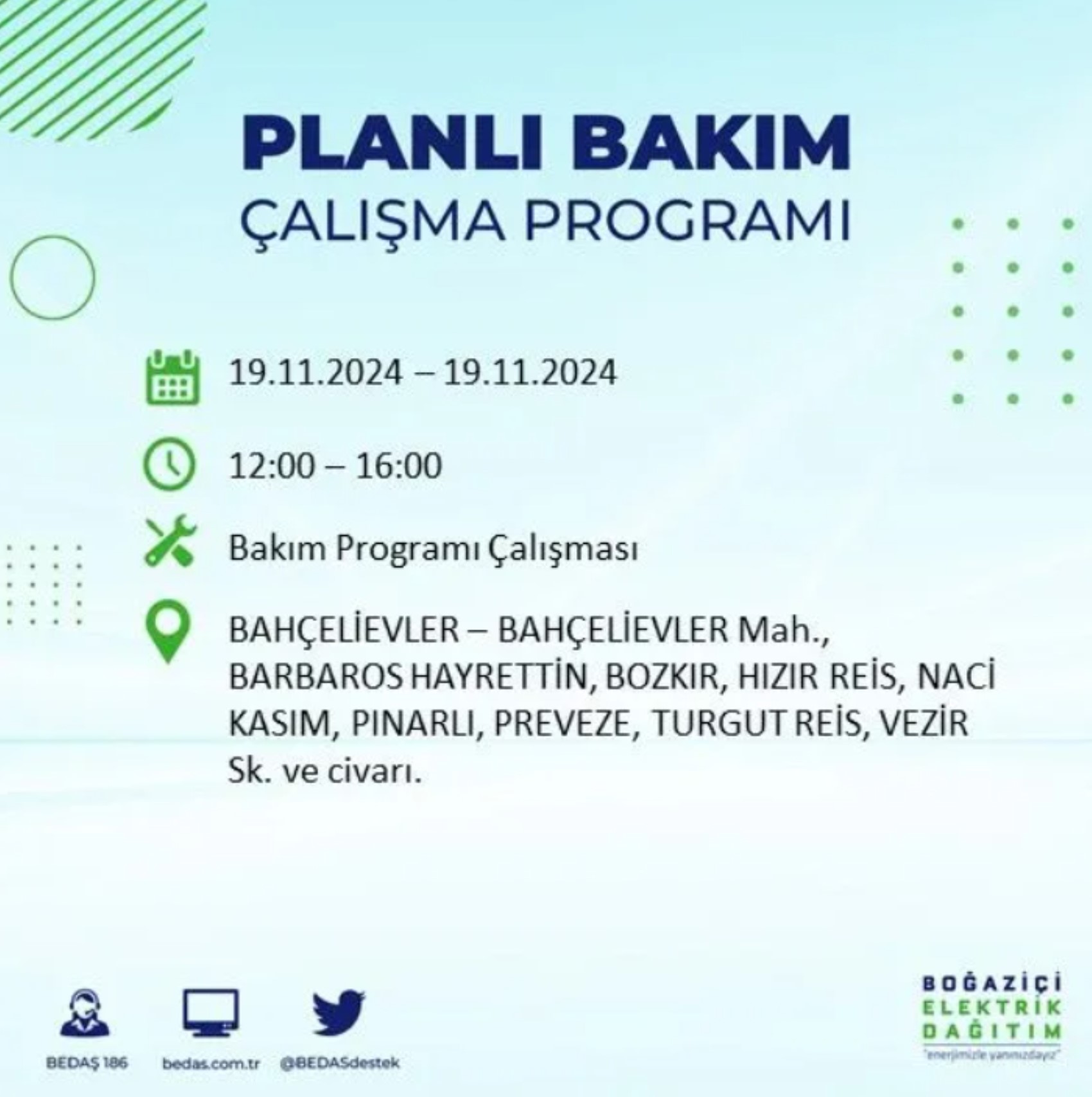 BEDAŞ açıkladı... İstanbul'da elektrik kesintisi: 19 Kasım'da hangi mahalleler etkilenecek?