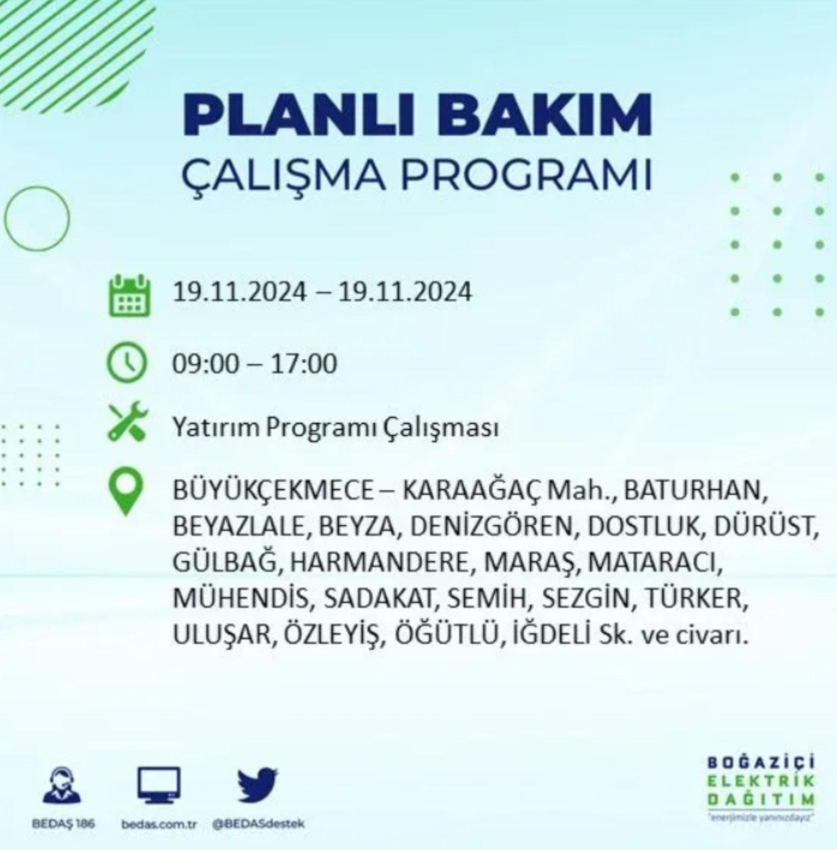 BEDAŞ açıkladı... İstanbul'da elektrik kesintisi: 19 Kasım'da hangi mahalleler etkilenecek?