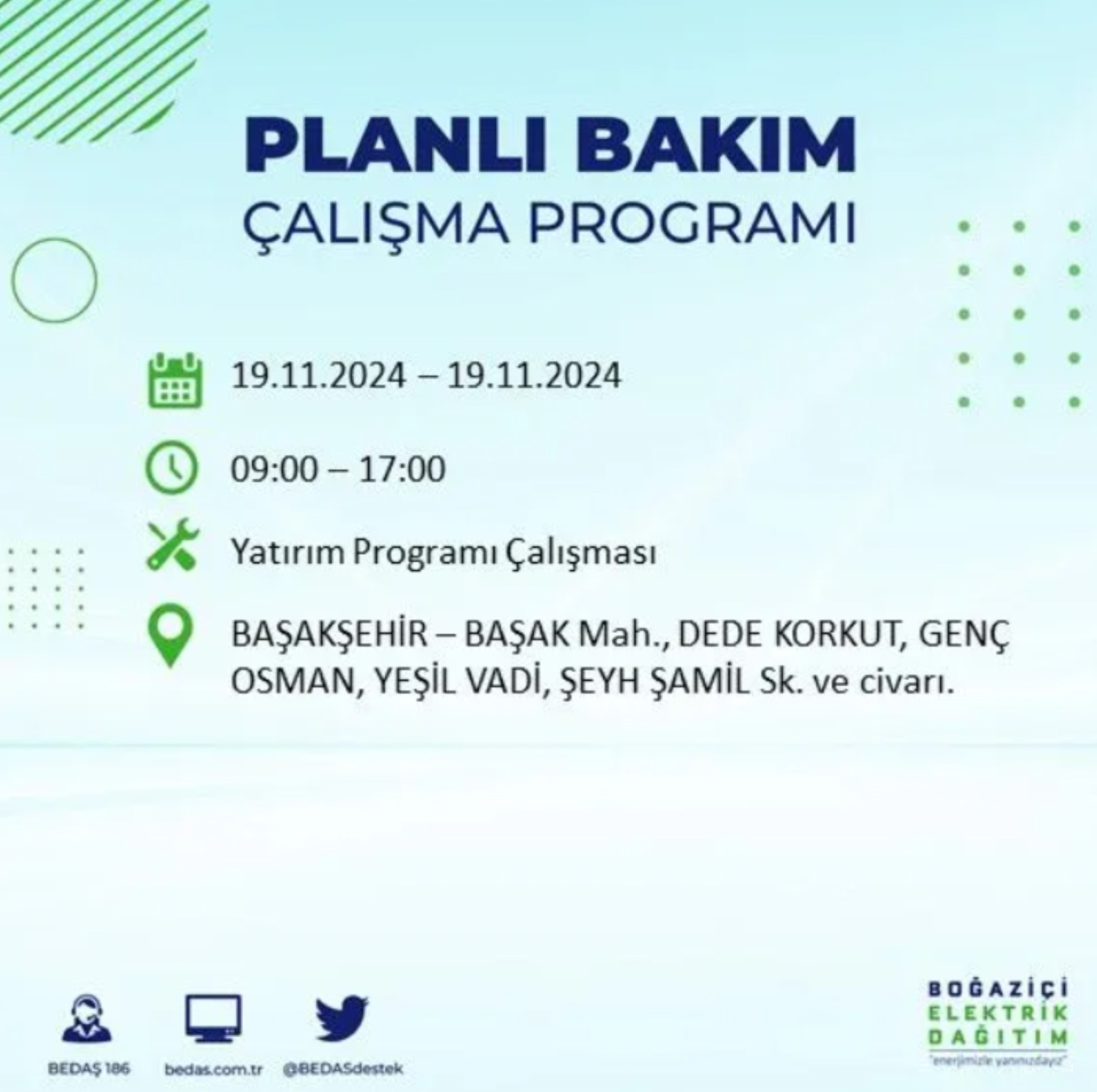 BEDAŞ açıkladı... İstanbul'da elektrik kesintisi: 19 Kasım'da hangi mahalleler etkilenecek?