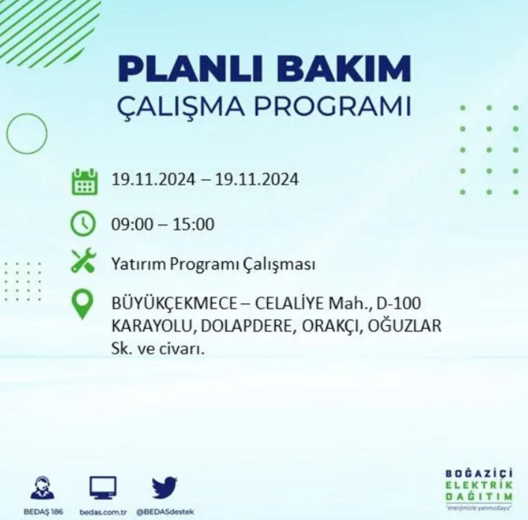 BEDAŞ açıkladı... İstanbul'da elektrik kesintisi: 19 Kasım'da hangi mahalleler etkilenecek?