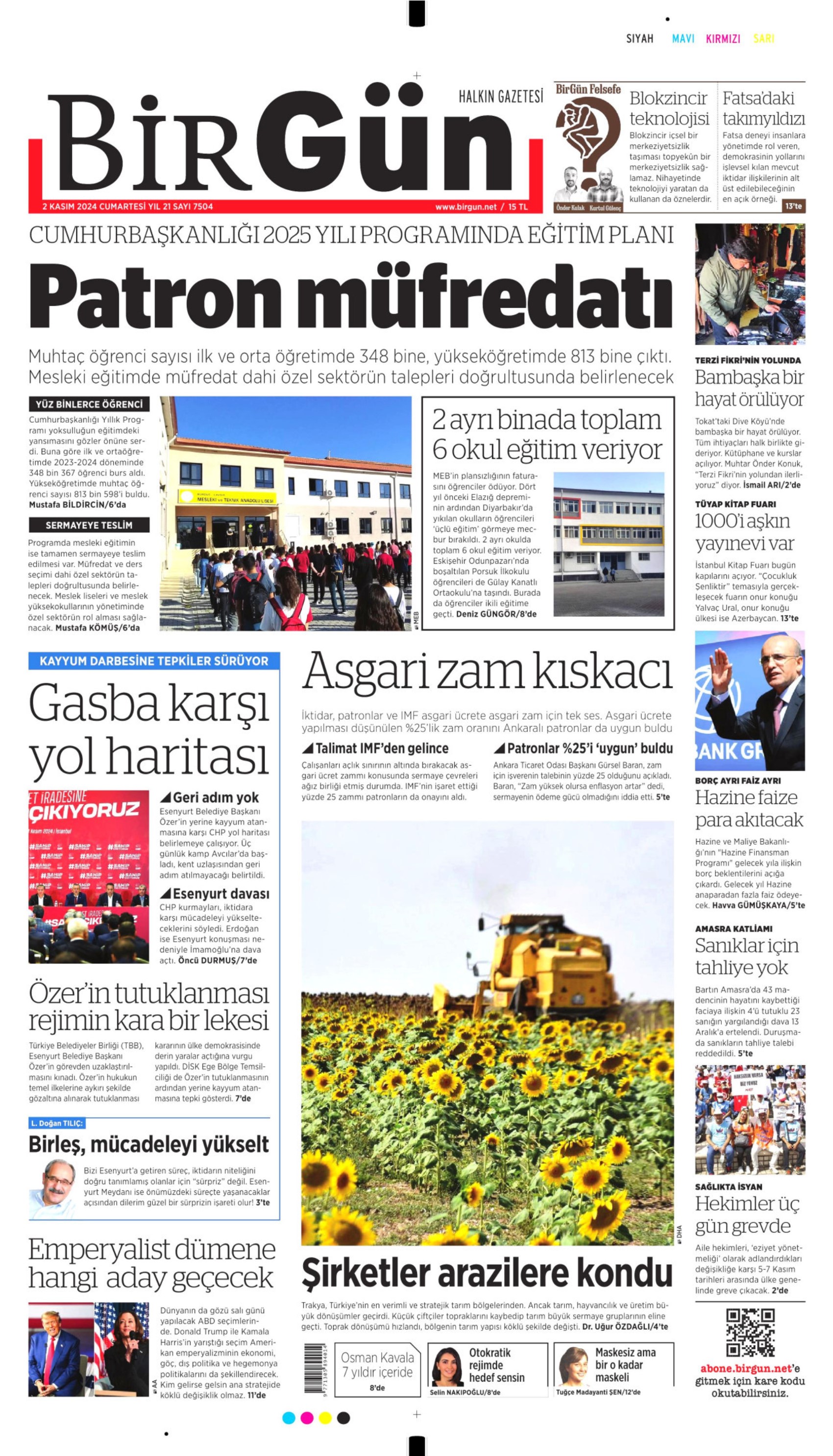 Prime pagine dei giornali del 2 novembre 2024: İmamoğlu e Yavaş nel mirino dei media filogovernativi!