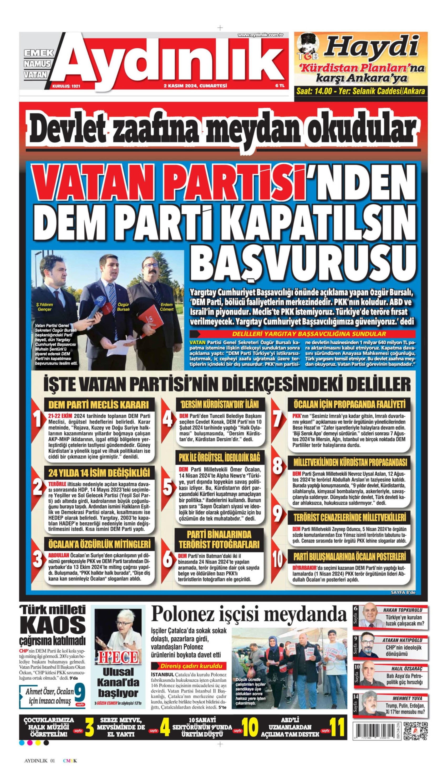 Prime pagine dei giornali del 2 novembre 2024: İmamoğlu e Yavaş nel mirino dei media filogovernativi!