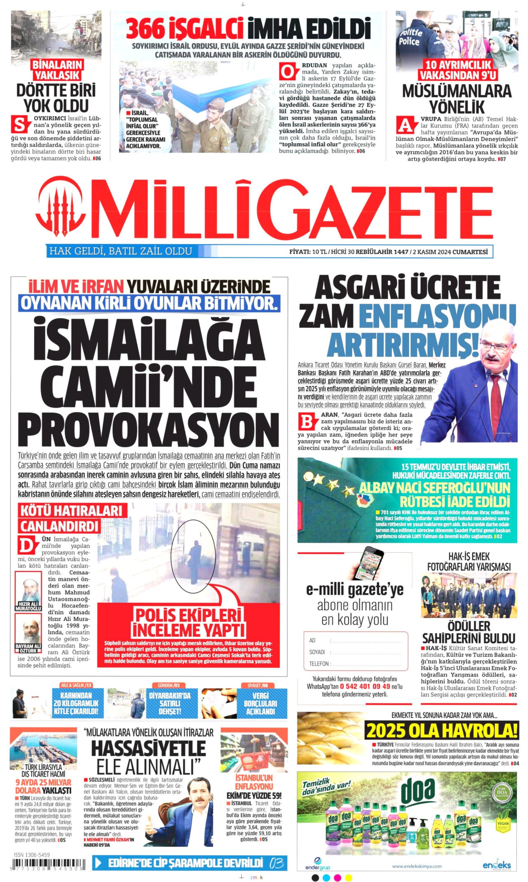 Prime pagine dei giornali del 2 novembre 2024: İmamoğlu e Yavaş nel mirino dei media filogovernativi!