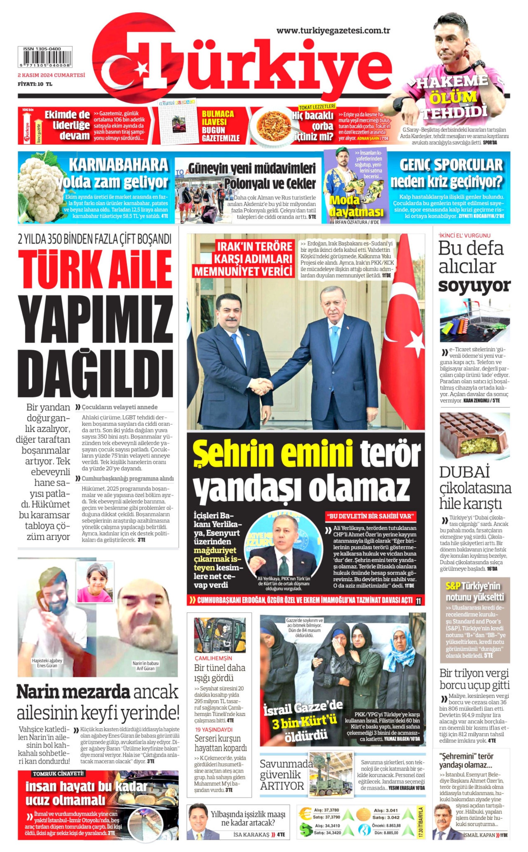 Prime pagine dei giornali del 2 novembre 2024: İmamoğlu e Yavaş nel mirino dei media filogovernativi!