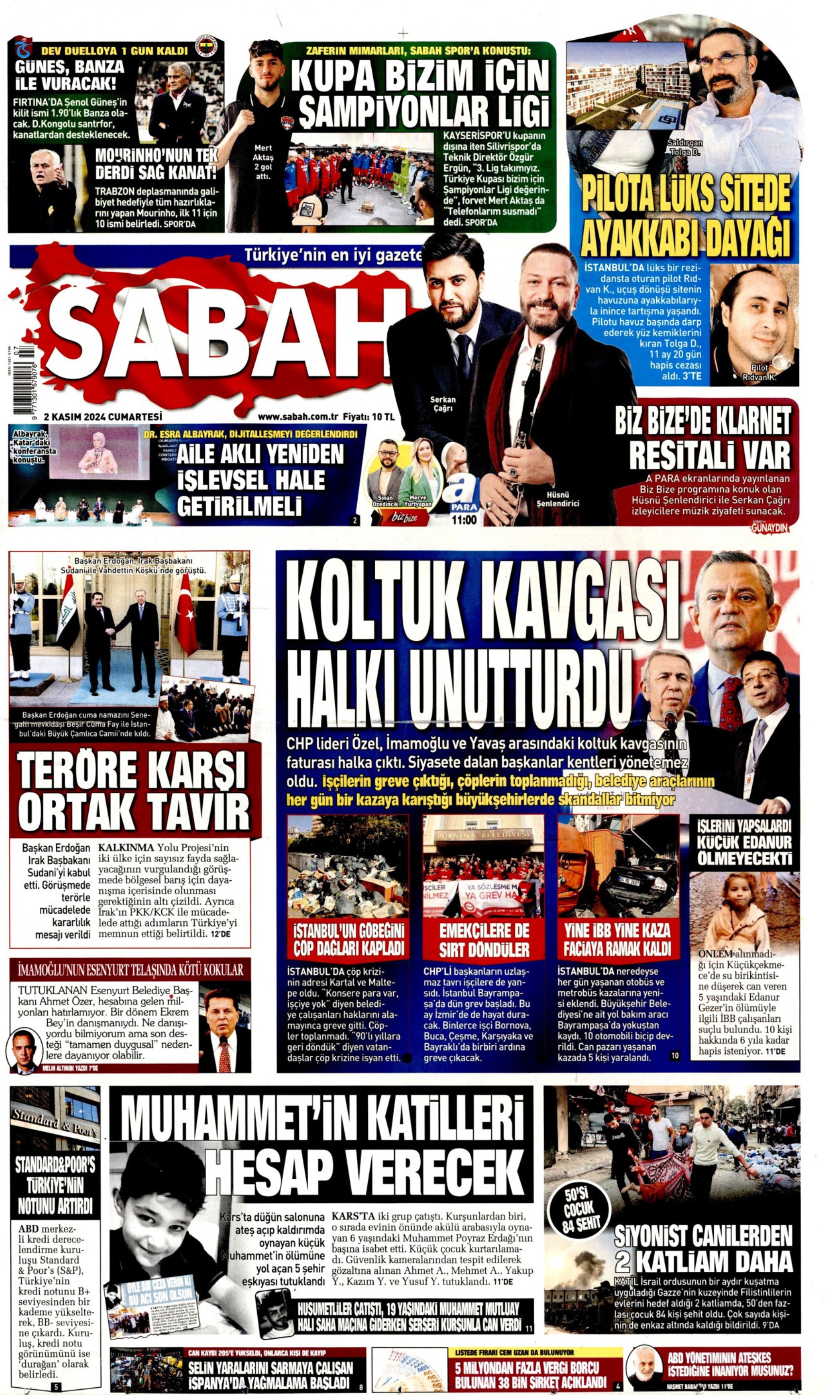 Prime pagine dei giornali del 2 novembre 2024: İmamoğlu e Yavaş nel mirino dei media filogovernativi!