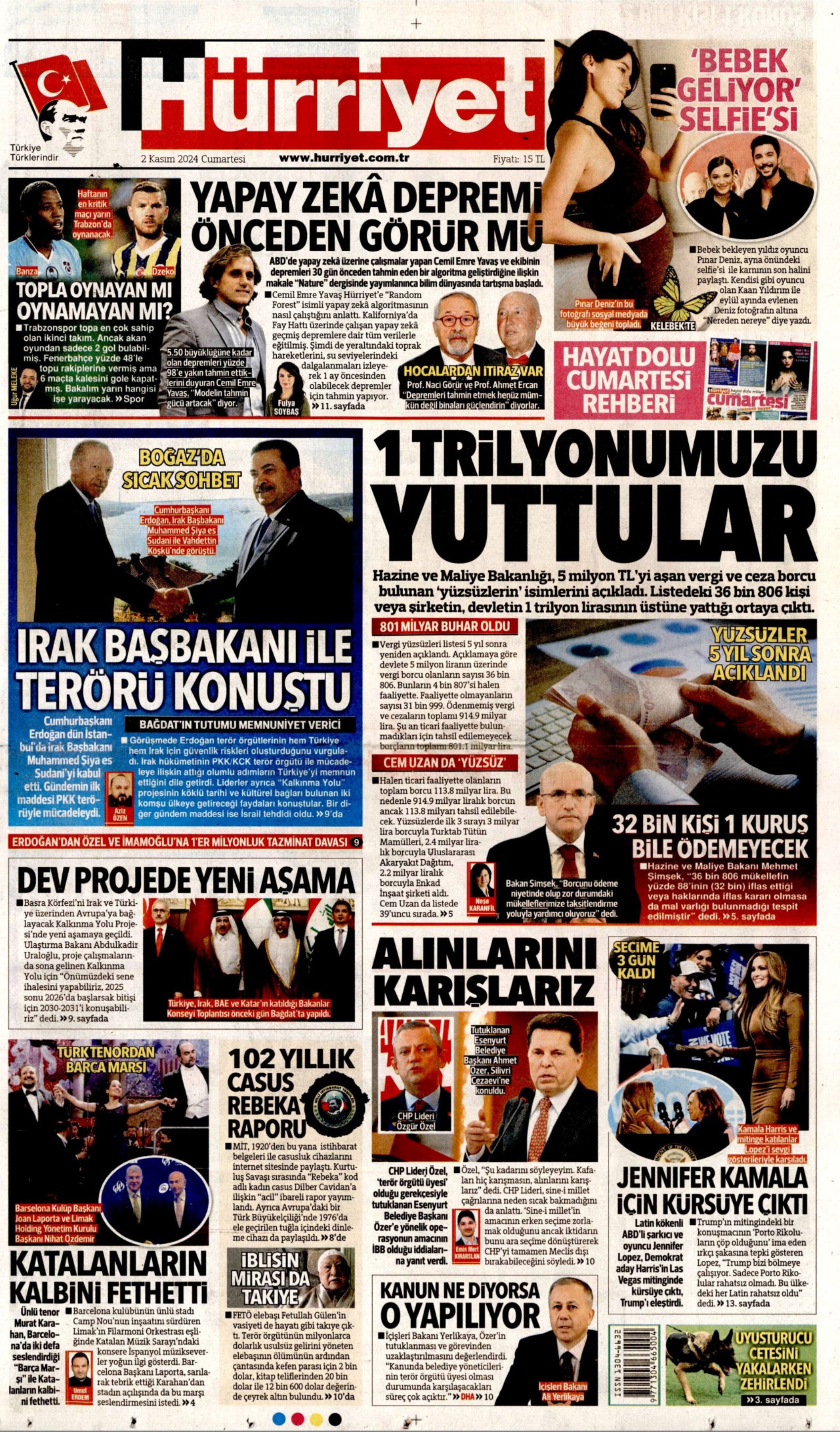 Prime pagine dei giornali del 2 novembre 2024: İmamoğlu e Yavaş nel mirino dei media filogovernativi!