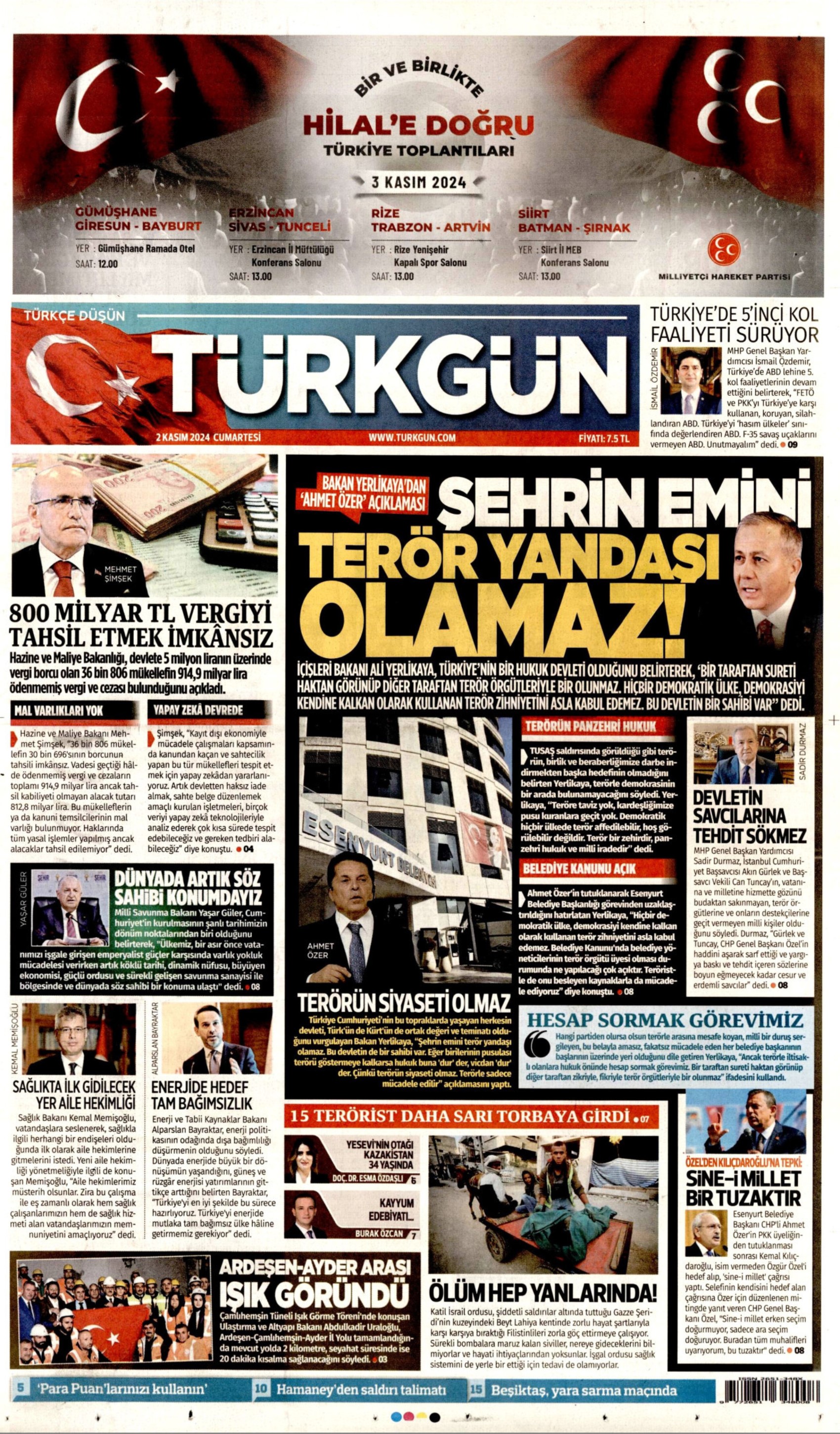Prime pagine dei giornali del 2 novembre 2024: İmamoğlu e Yavaş nel mirino dei media filogovernativi!