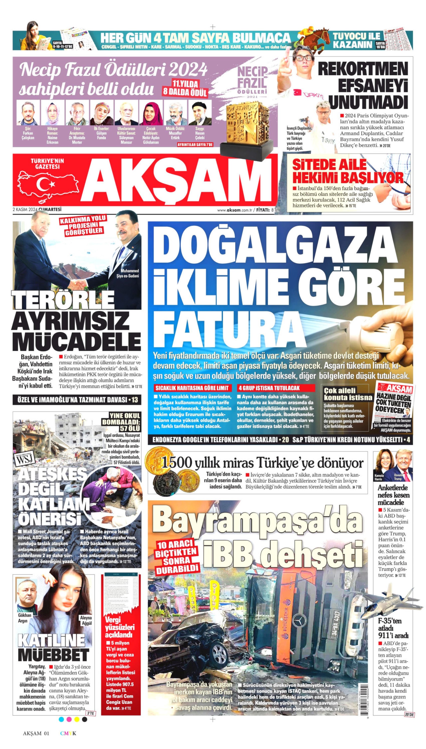 Prime pagine dei giornali del 2 novembre 2024: İmamoğlu e Yavaş nel mirino dei media filogovernativi!