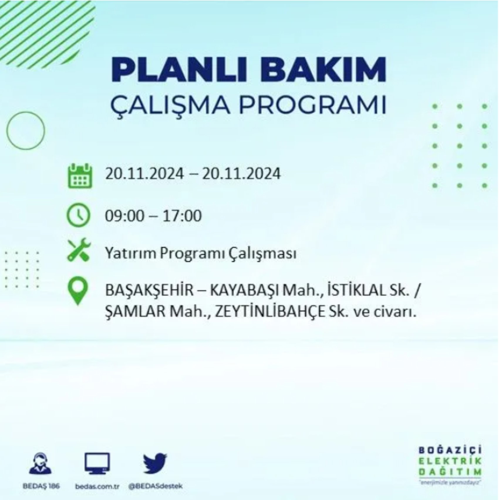 BEDAŞ açıkladı... İstanbul'da elektrik kesintisi: 20 Kasım'da hangi mahalleler etkilenecek?